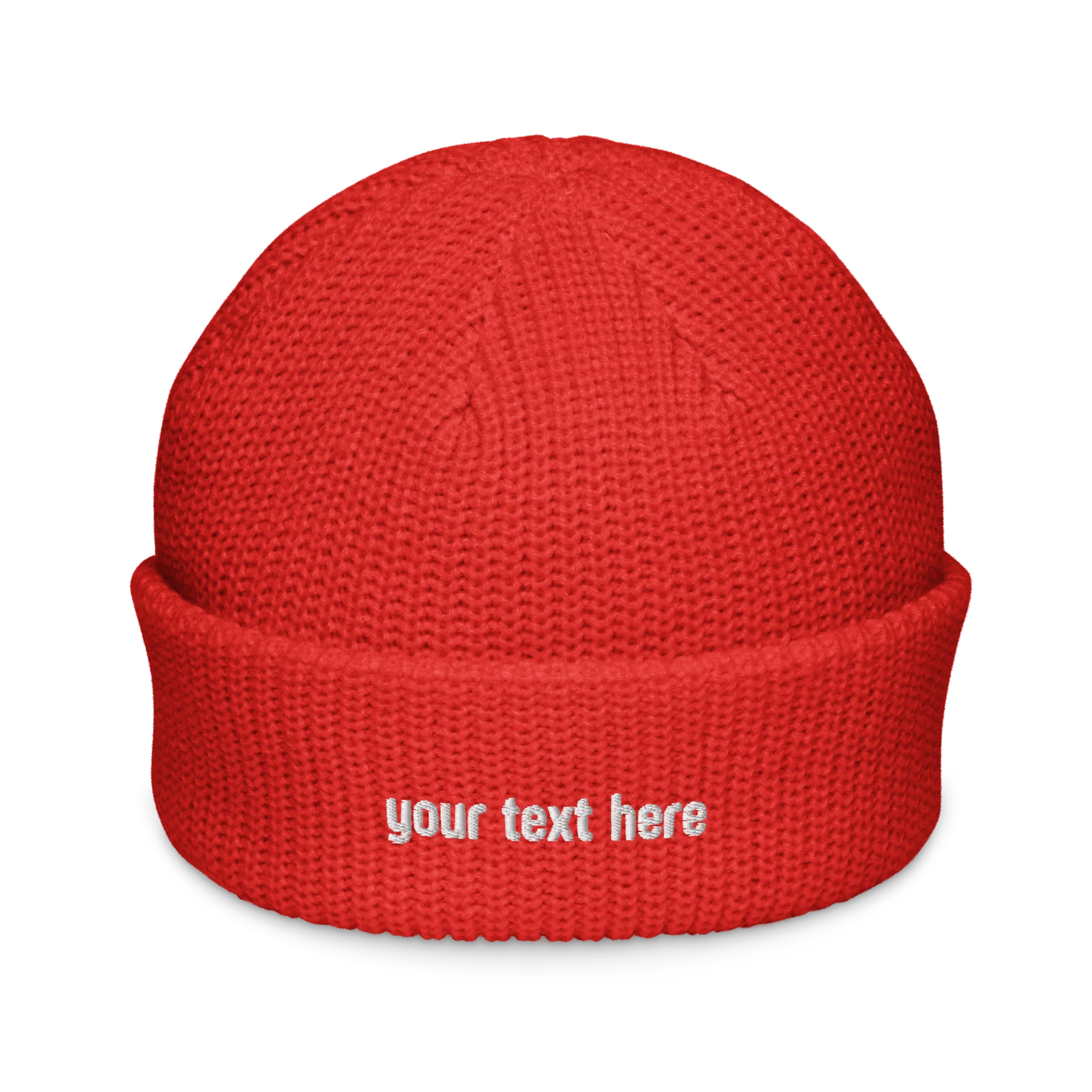 CUSTOM Text Red Embroidered Cable Beanie - Image 7