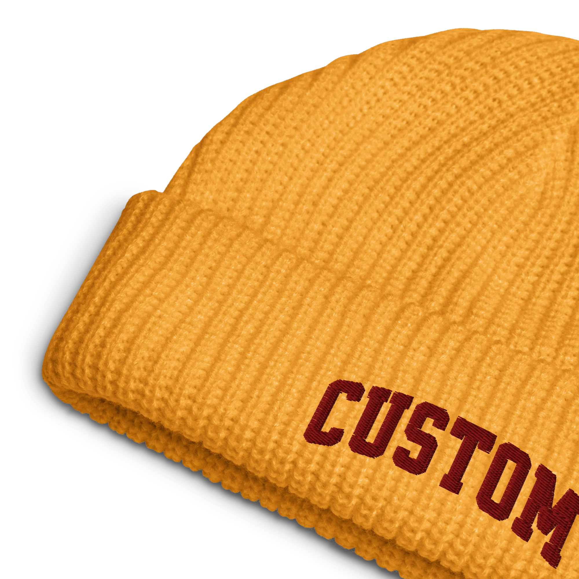 CUSTOM Text Varsity Embroidered Cable Beanie - Image 3