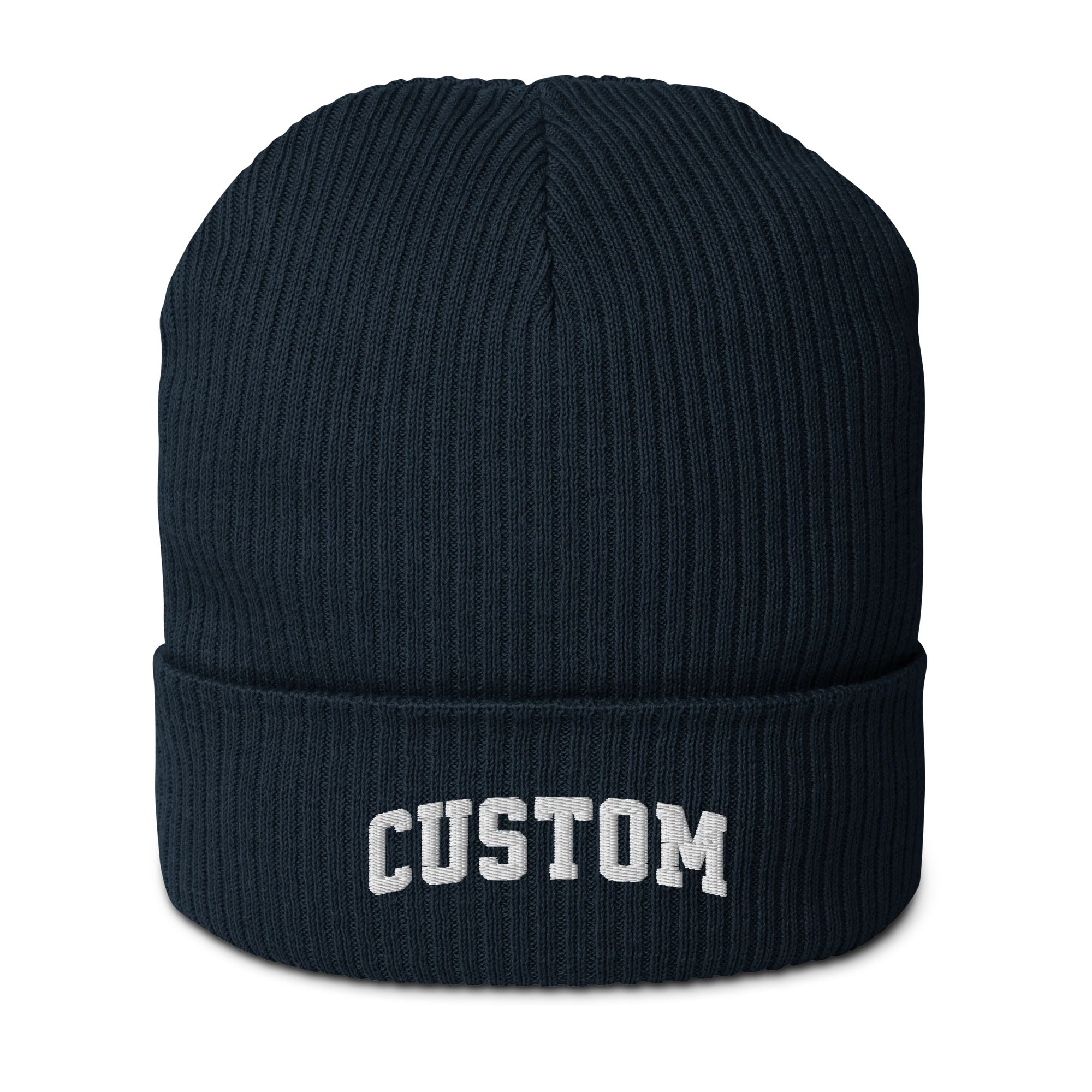 CUSTOM Text Varsity Embroidered Organic Ribbed Beanie - Image 8