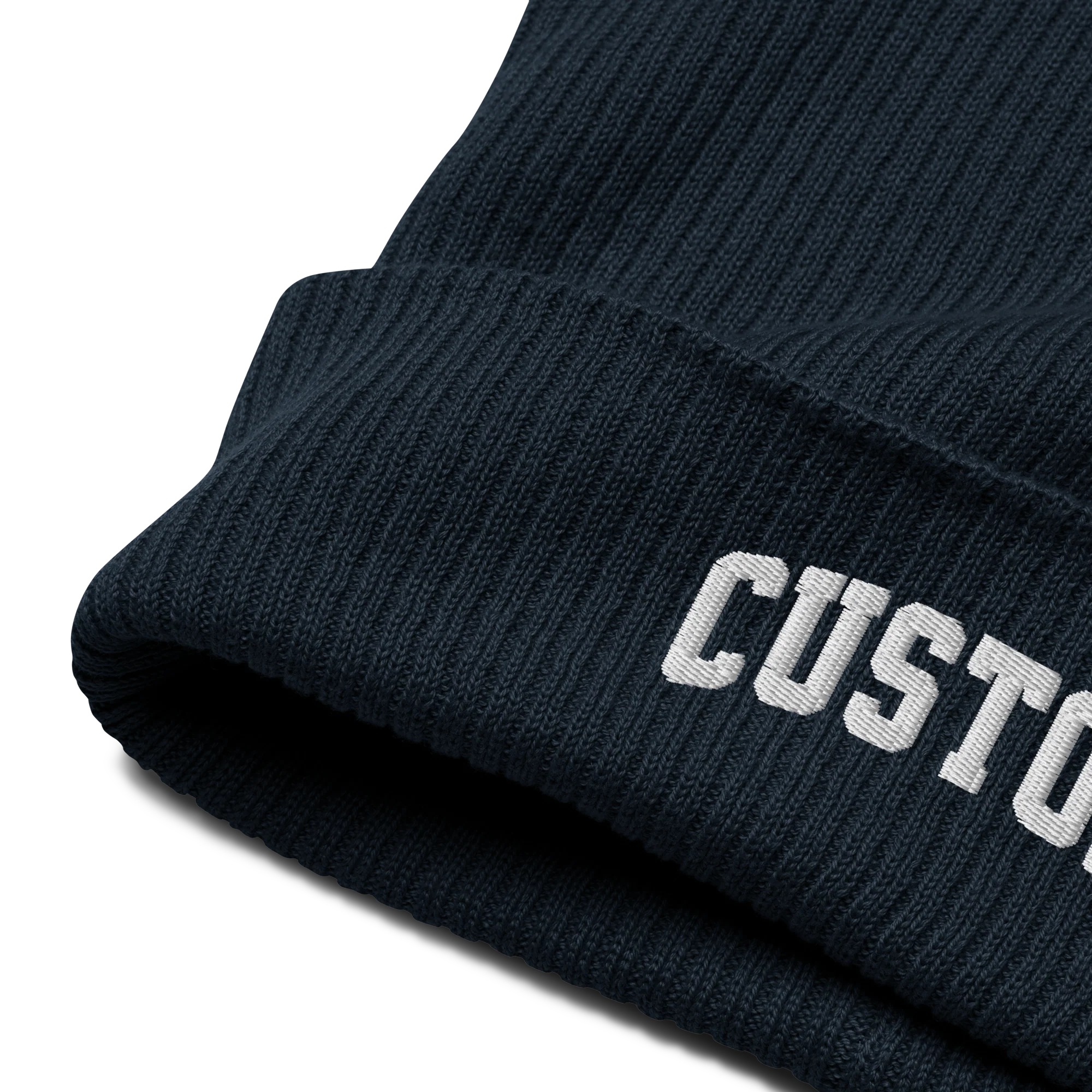 CUSTOM Text Varsity Embroidered Organic Ribbed Beanie - Image 9
