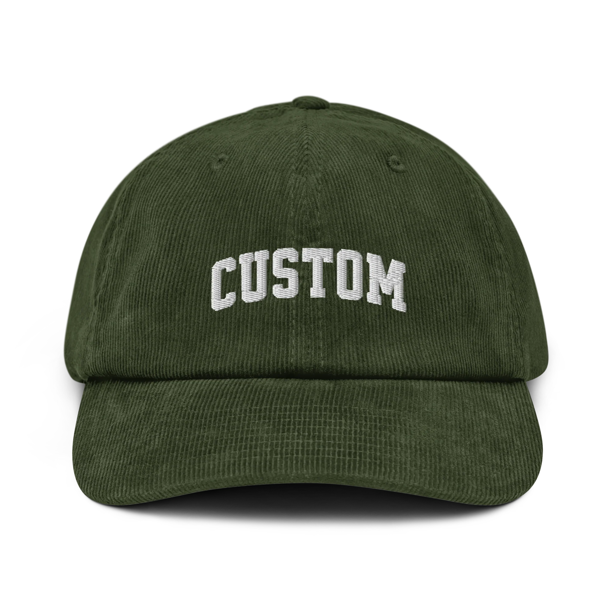 CUSTOM Your Text Varsity Embroidered Corduroy Cap - Image 4