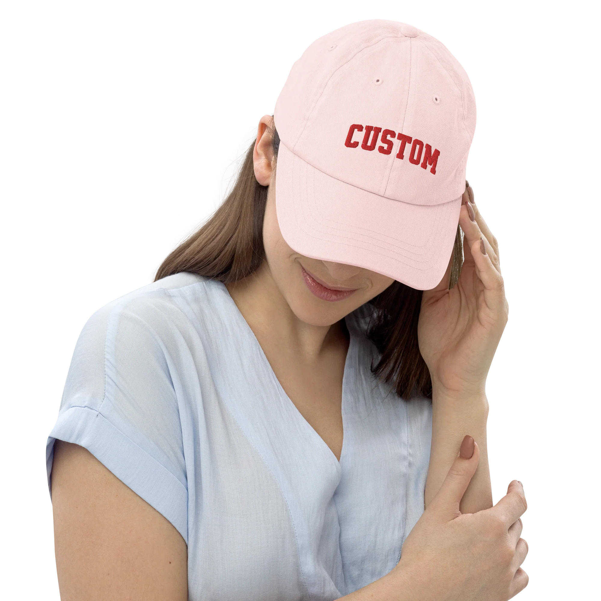 CUSTOM Your Text Varsity Embroidered Pastel Baseball Cap - Image 5