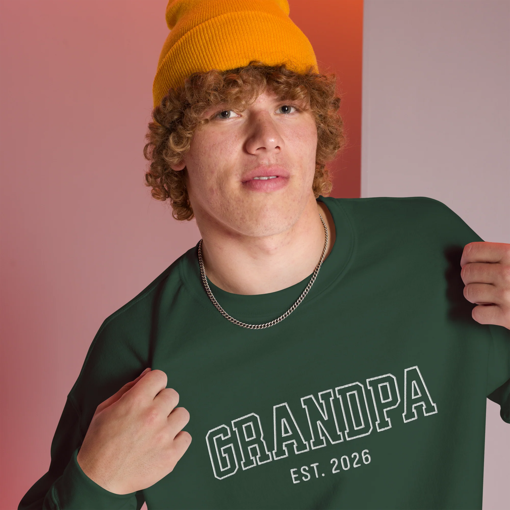 CUSTOM YEAR Grandpa Grandfather Varsity Embroidered Sweatshirt - Image 2