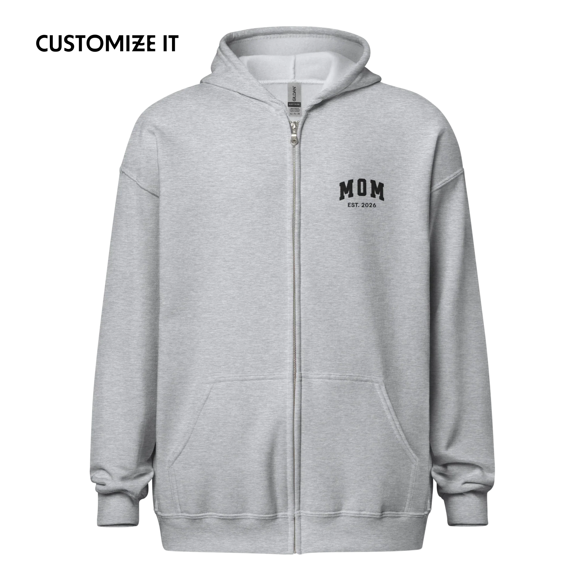 CUSTOM YEAR Mom To Be Embroidered Zip-Up Hoodie
