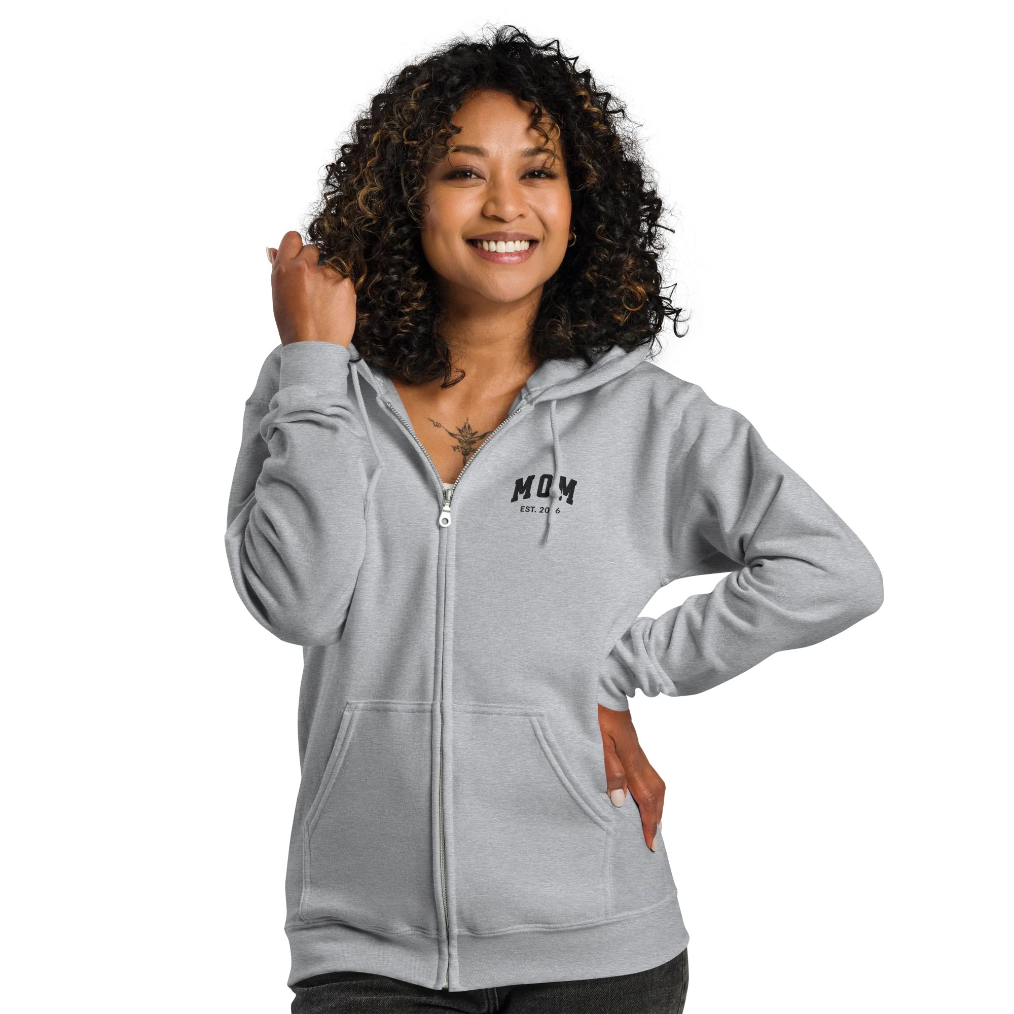 CUSTOM YEAR Mom To Be Embroidered Zip-Up Hoodie - Image 2