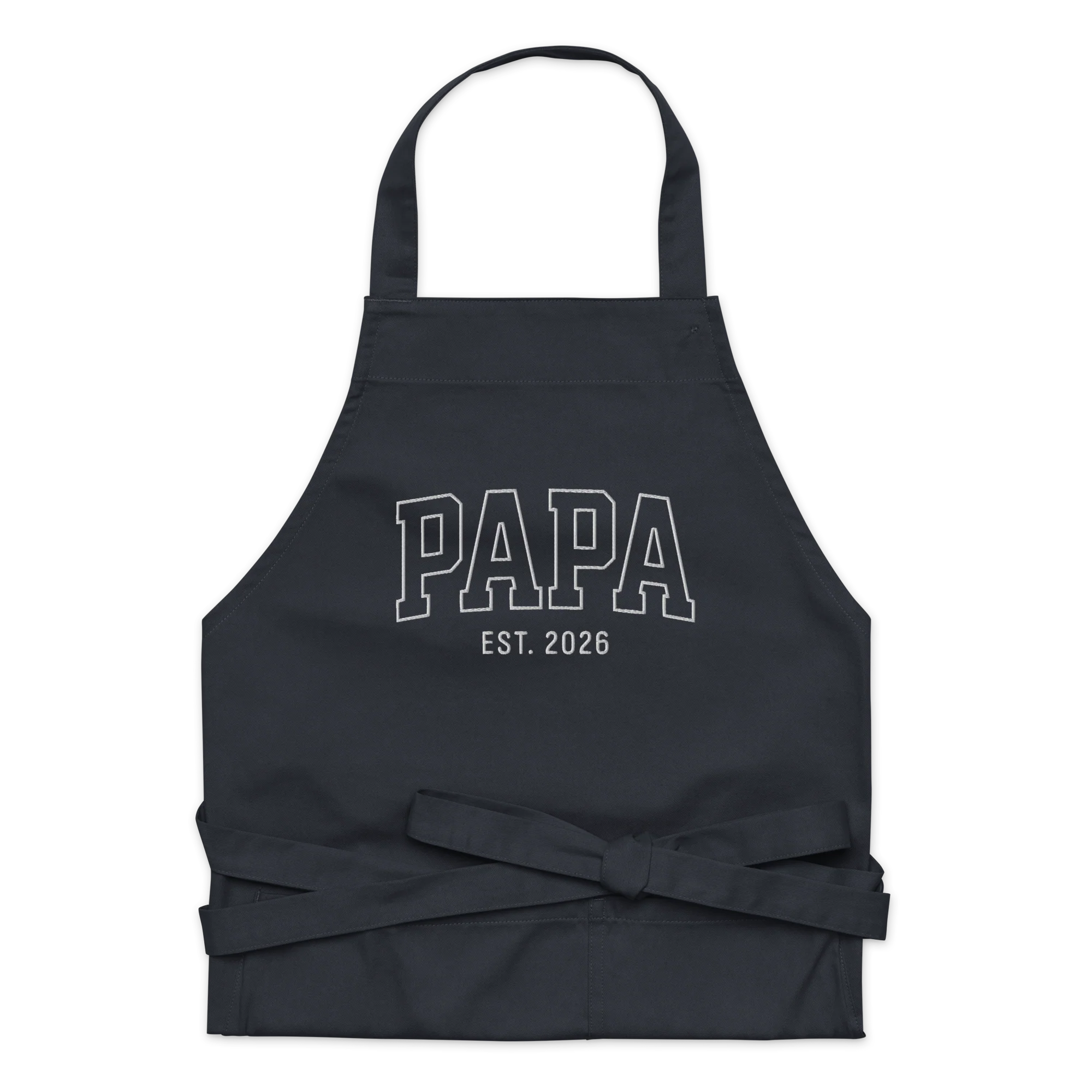 CUSTOM YEAR Papa Father Embroidered Organic Cotton Apron - Image 4