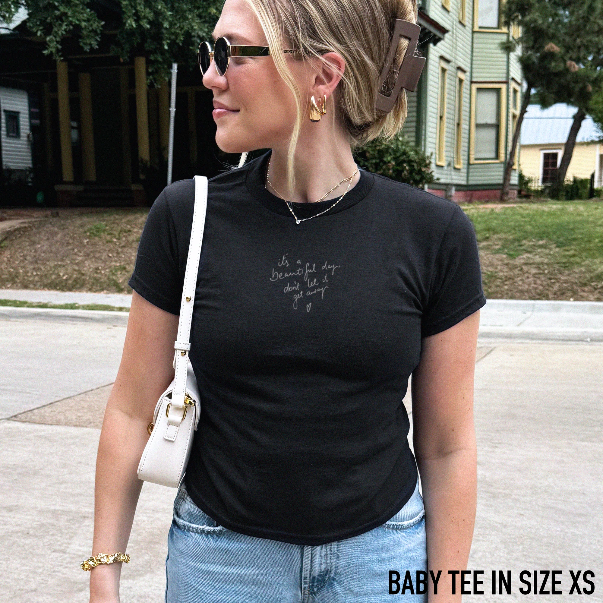 CUSTOM Your Handwriting Note Embroidered Baby Tee - Image 2