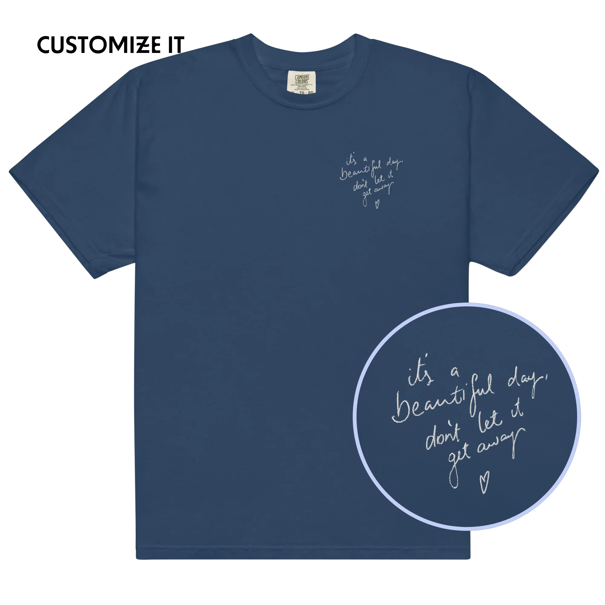 CUSTOM Your Handwriting Note Embroidered Classic T-Shirt