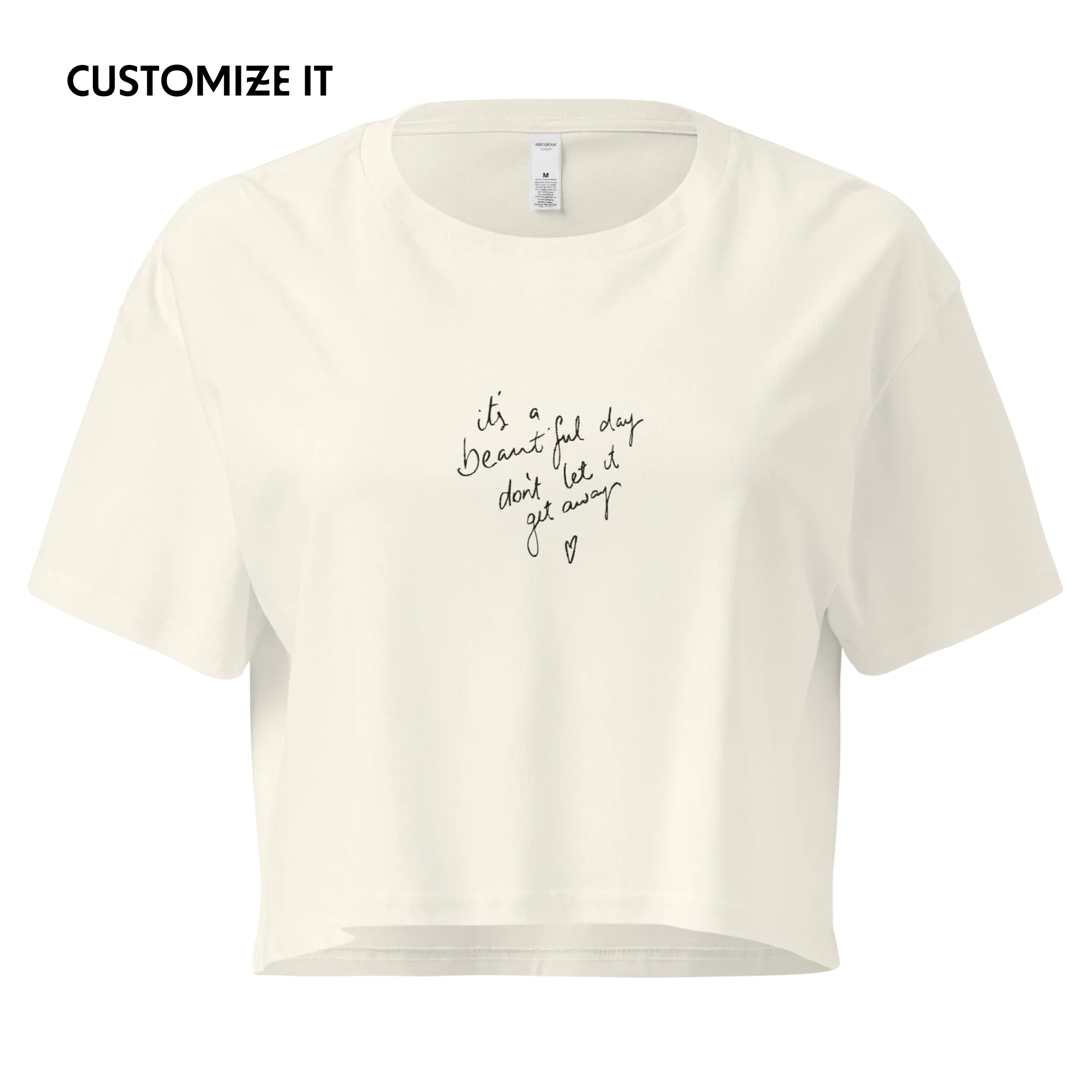 CUSTOM Your Handwriting Note Embroidered Crop Tee