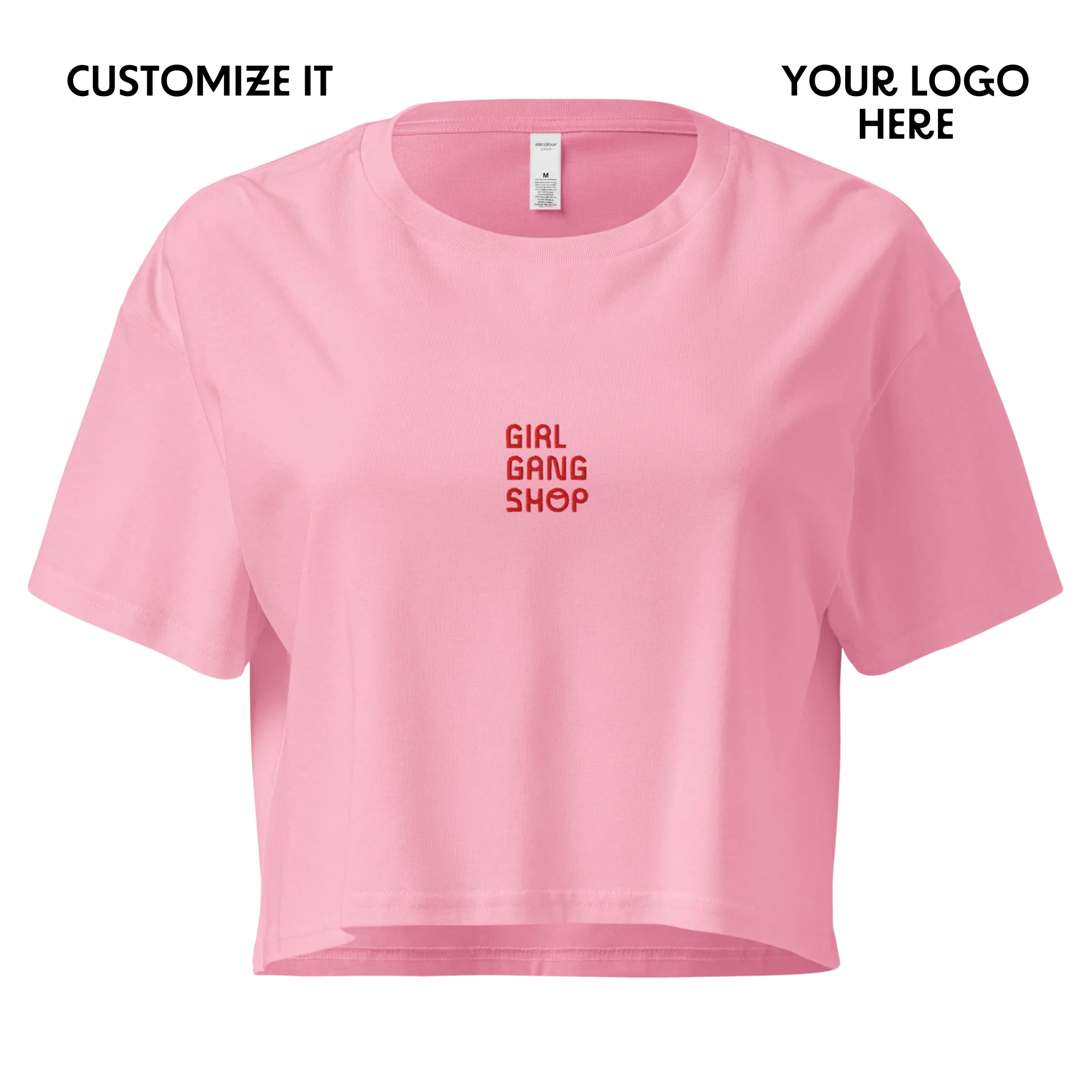 CUSTOM YOUR LOGO Embroidered Crop Tee