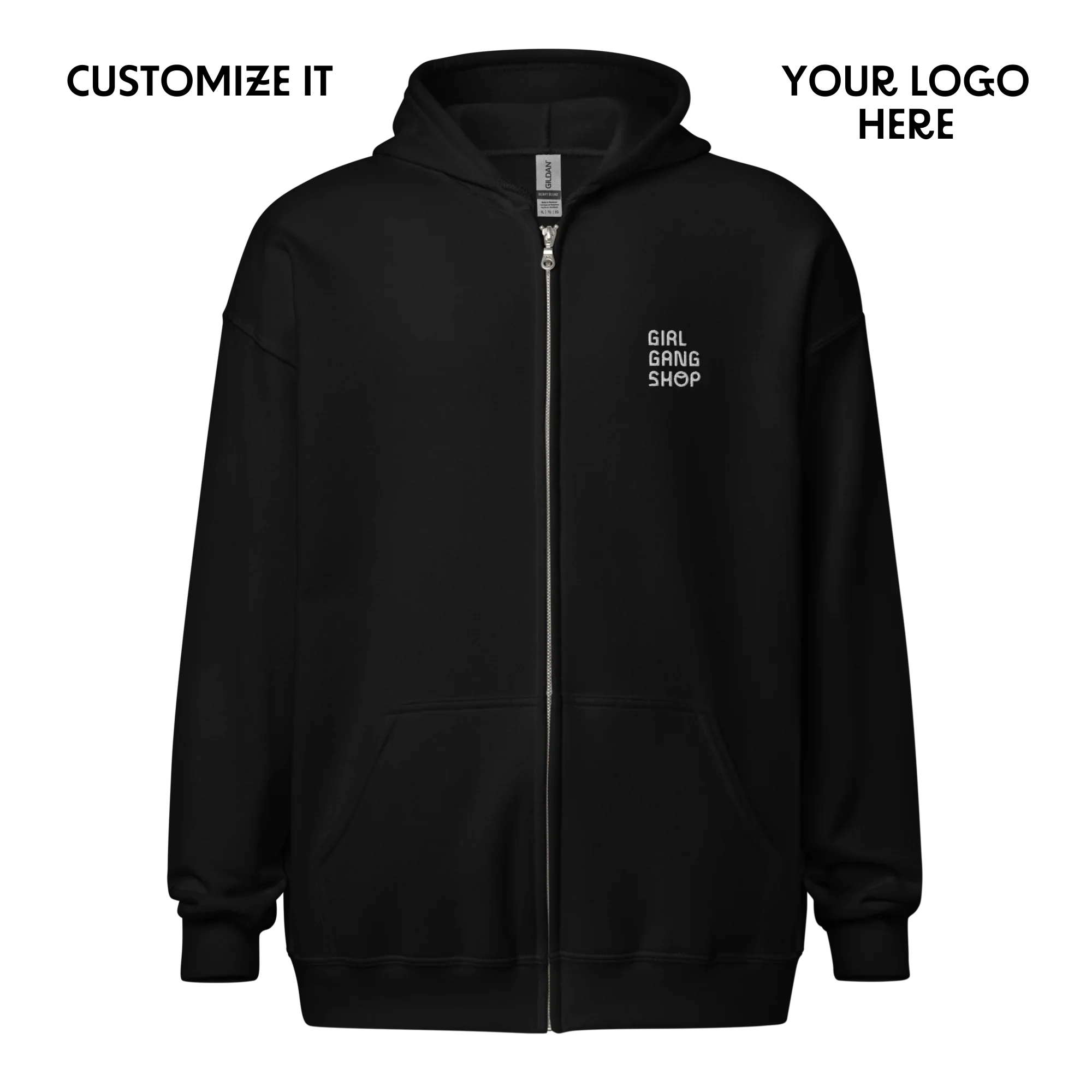 CUSTOM YOUR LOGO Embroidered Zip-Up Hoodie
