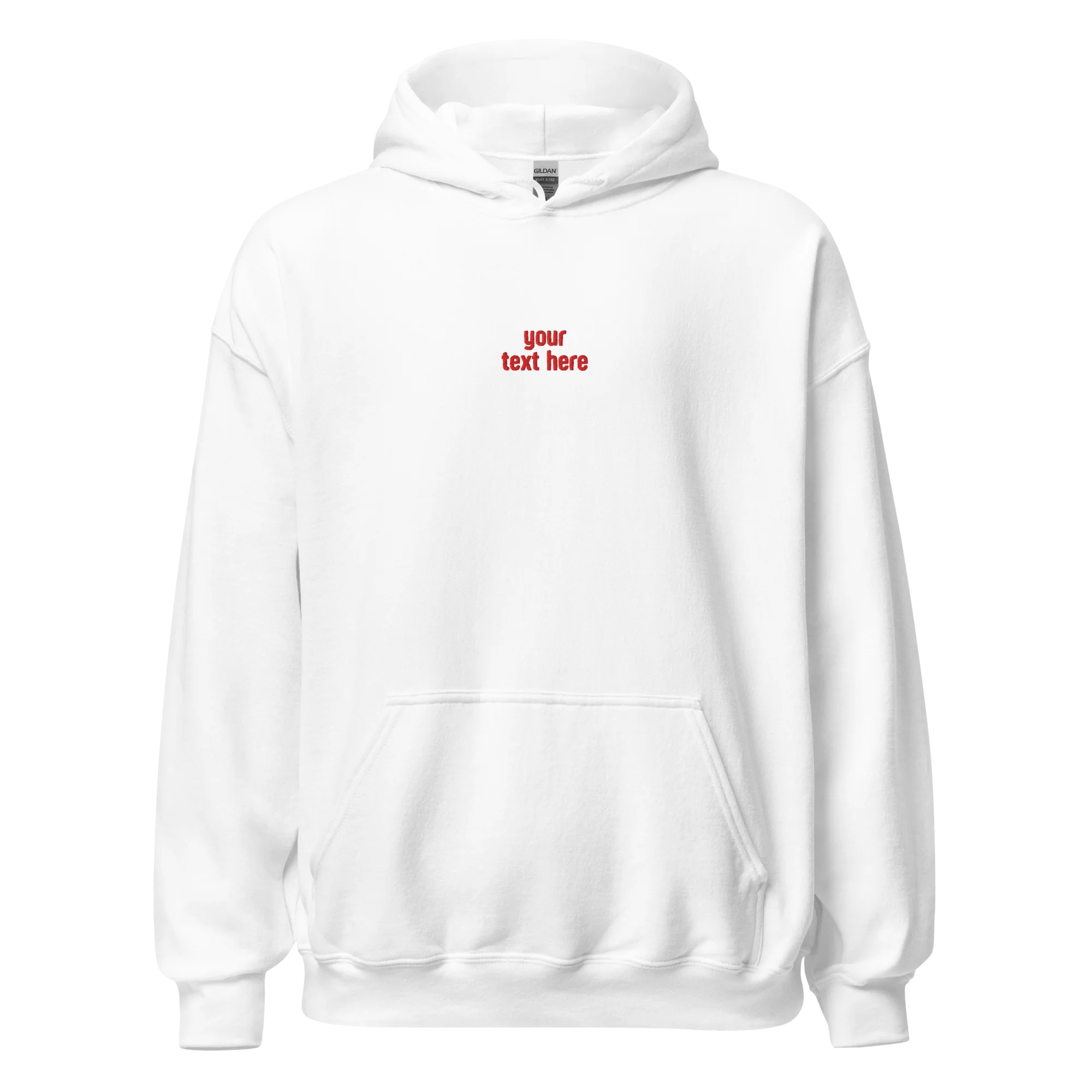 CUSTOM Your Red Text Embroidered Hoodie - Image 4