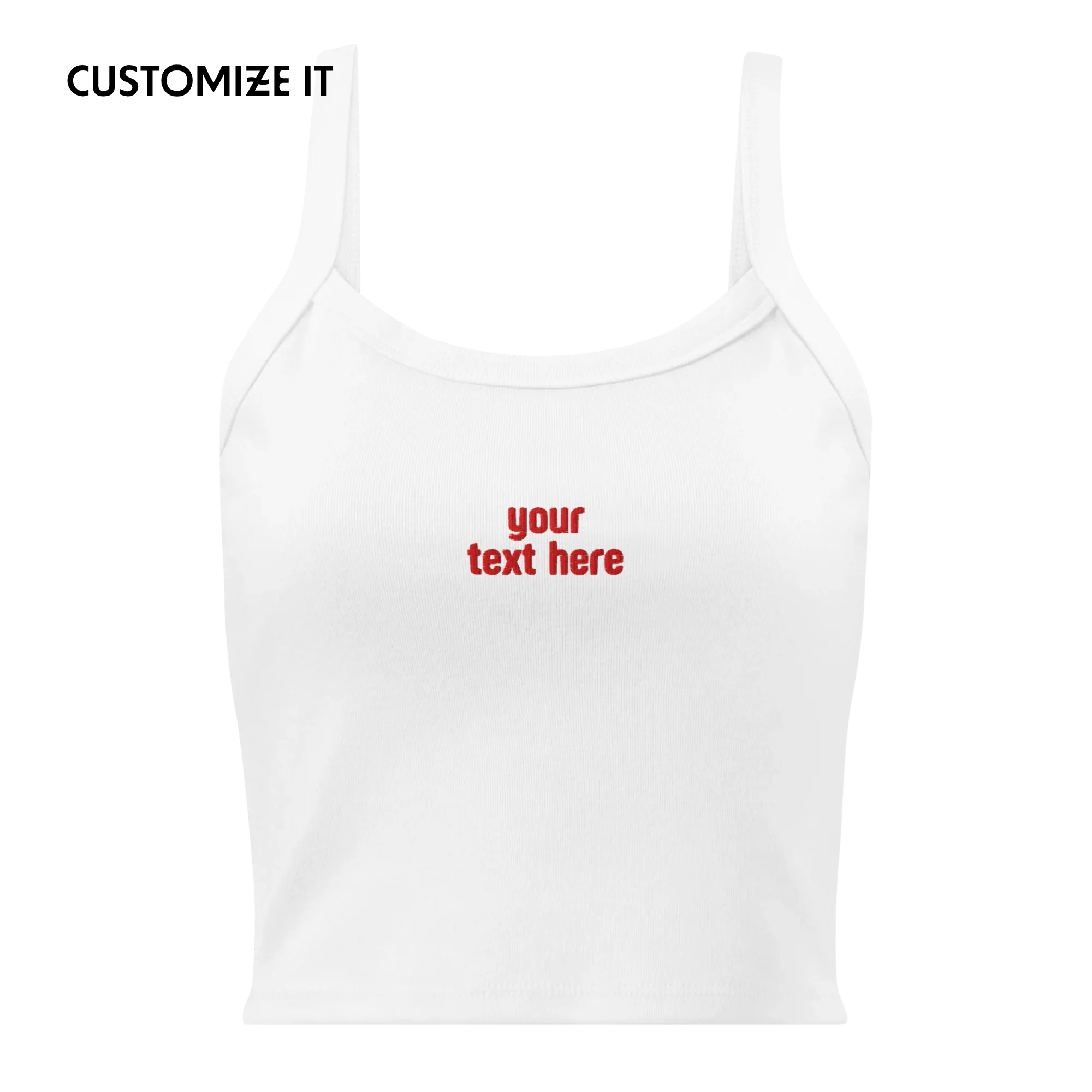 CUSTOM Your Red Text Rib Embroidered Tank Top