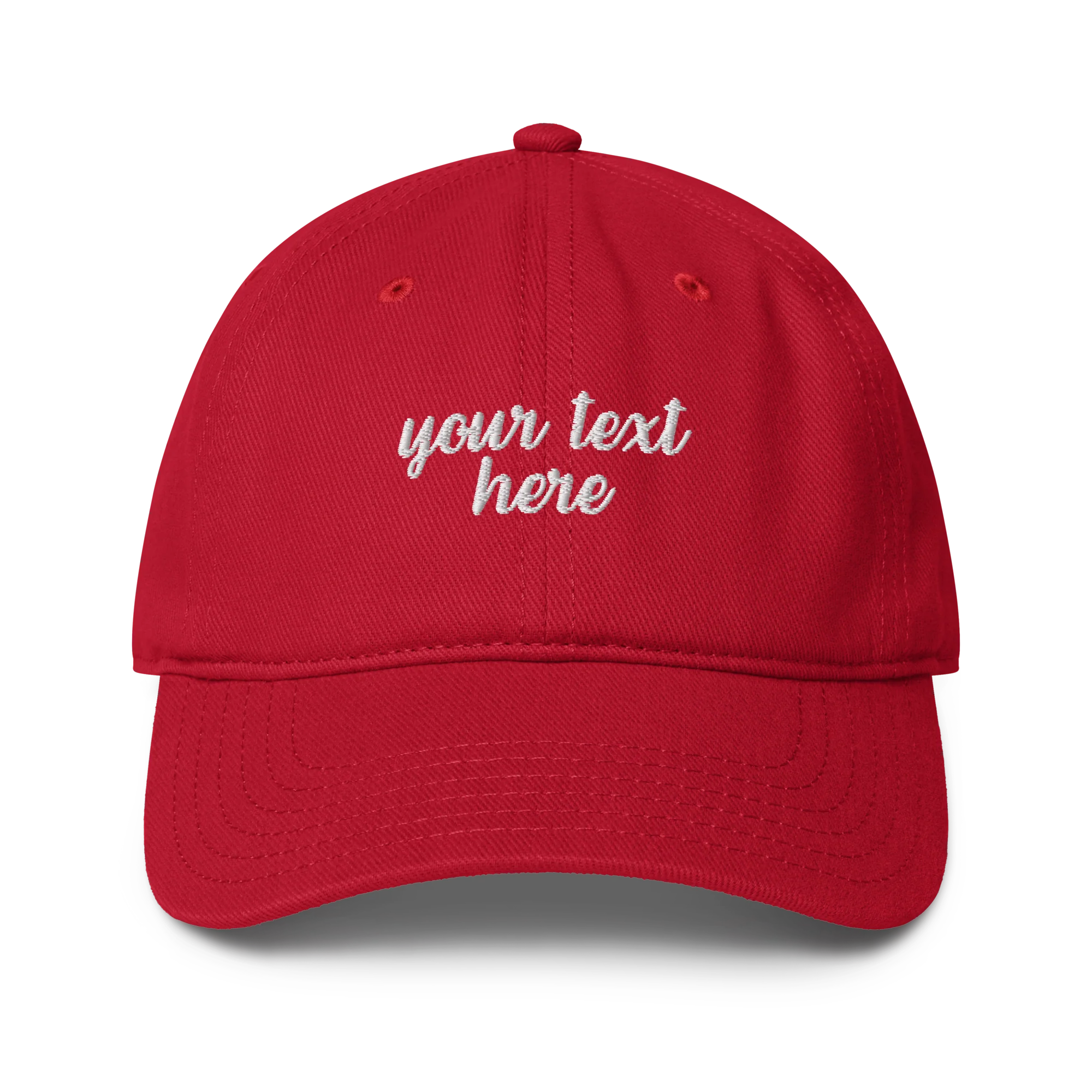 CUSTOM Your Text Cursive Embroidered Baseball Cap - Image 2