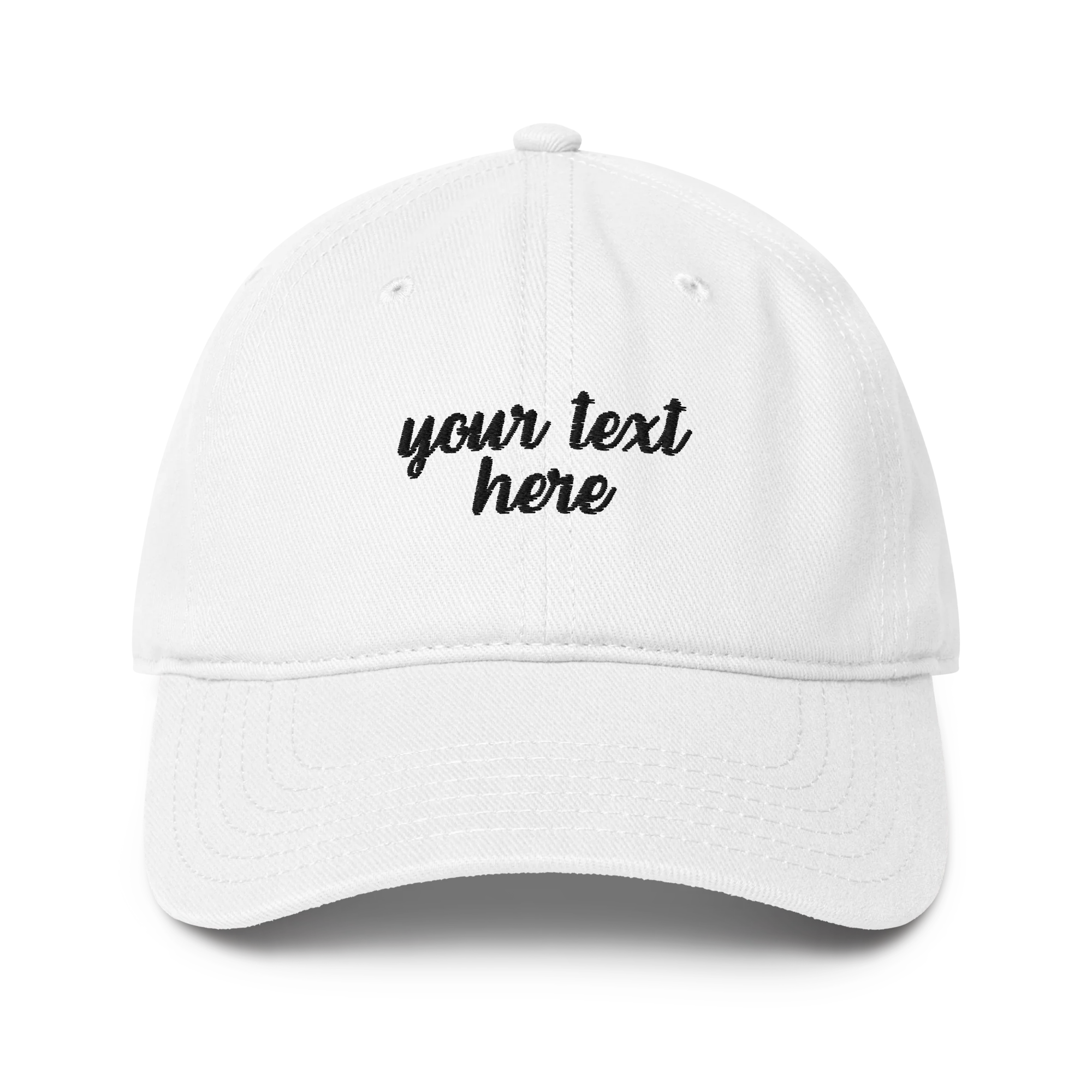 CUSTOM Your Text Cursive Embroidered Baseball Cap - Image 5