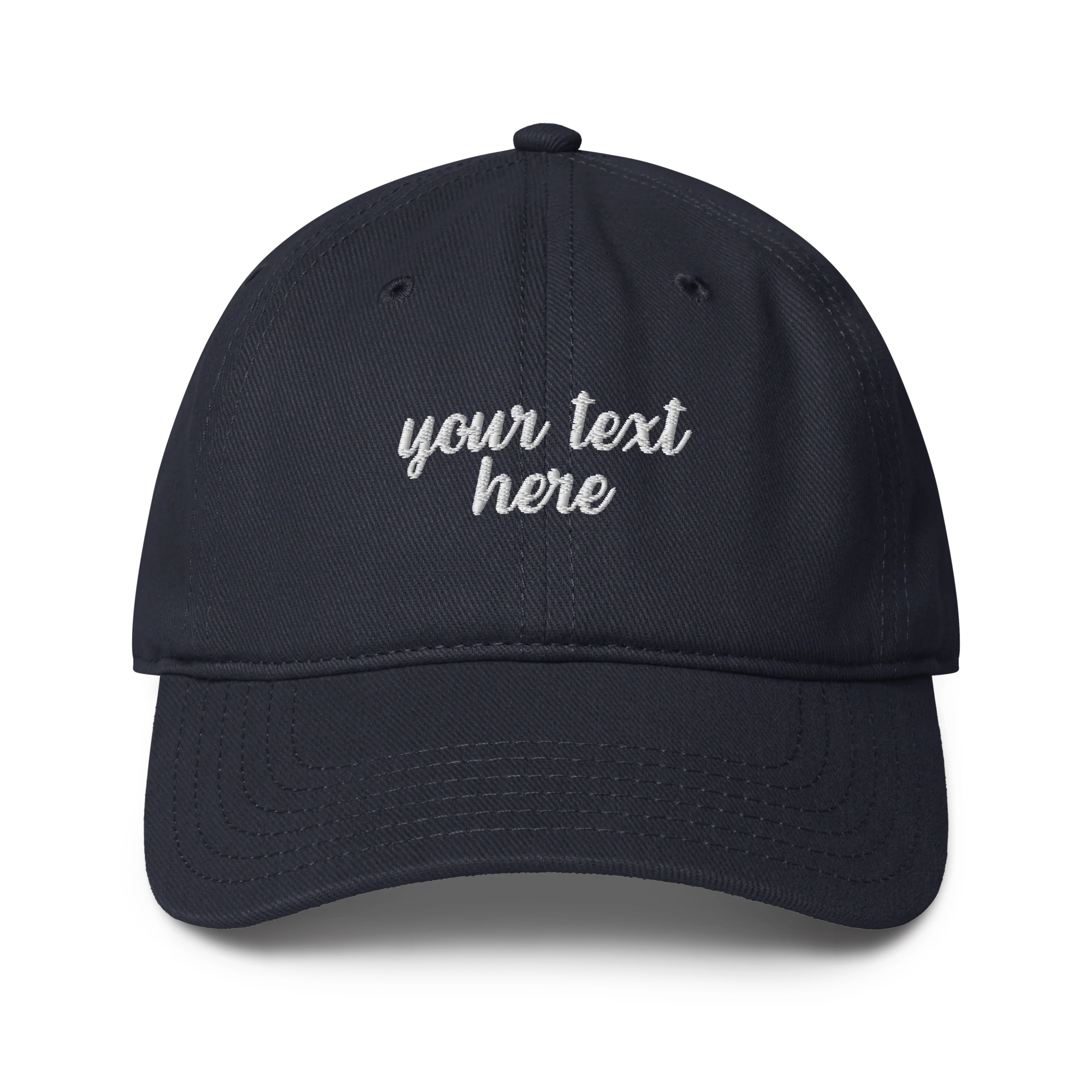 CUSTOM Your Text Cursive Embroidered Baseball Cap - Image 6