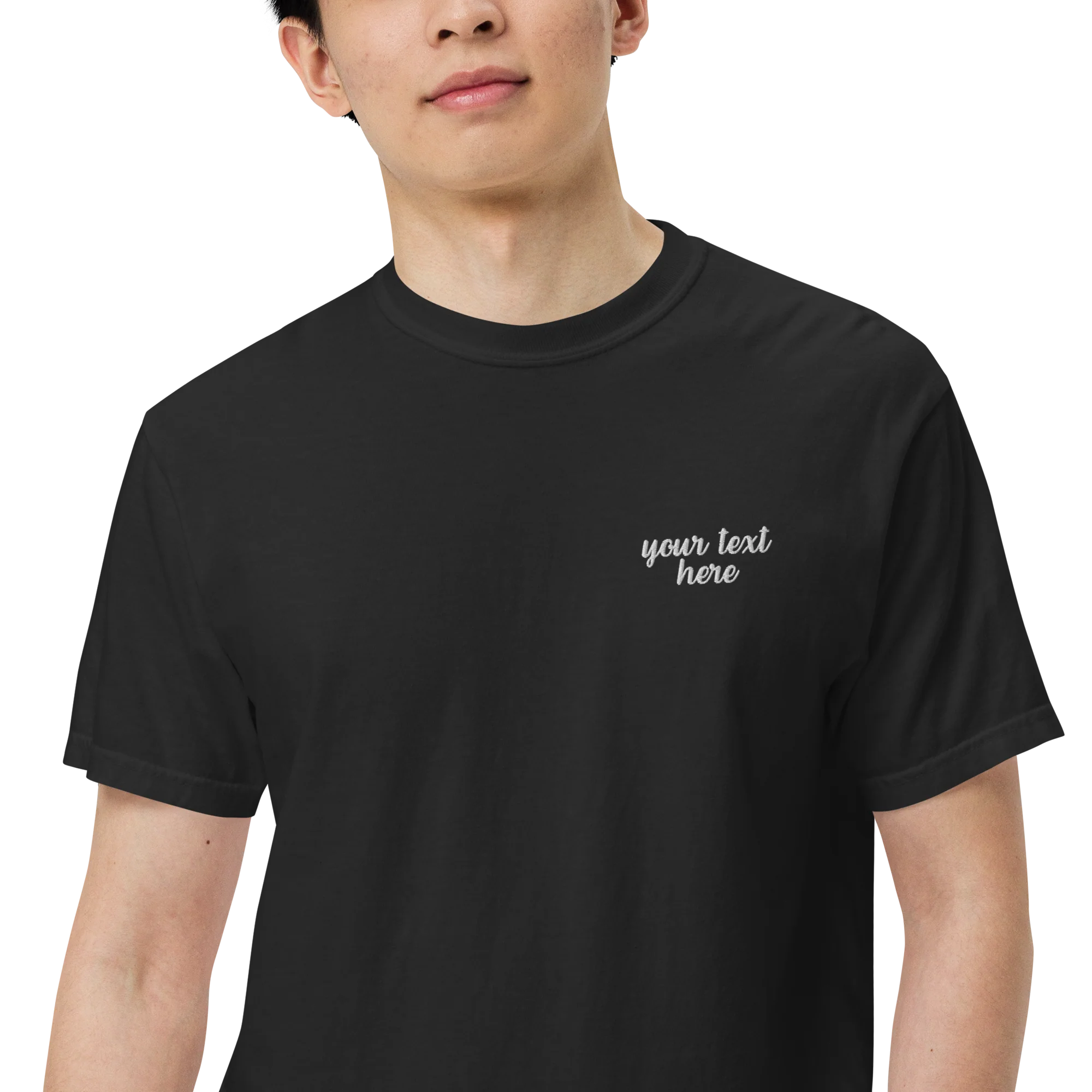 CUSTOM Your Text Cursive Embroidered Classic T-Shirt - Image 7