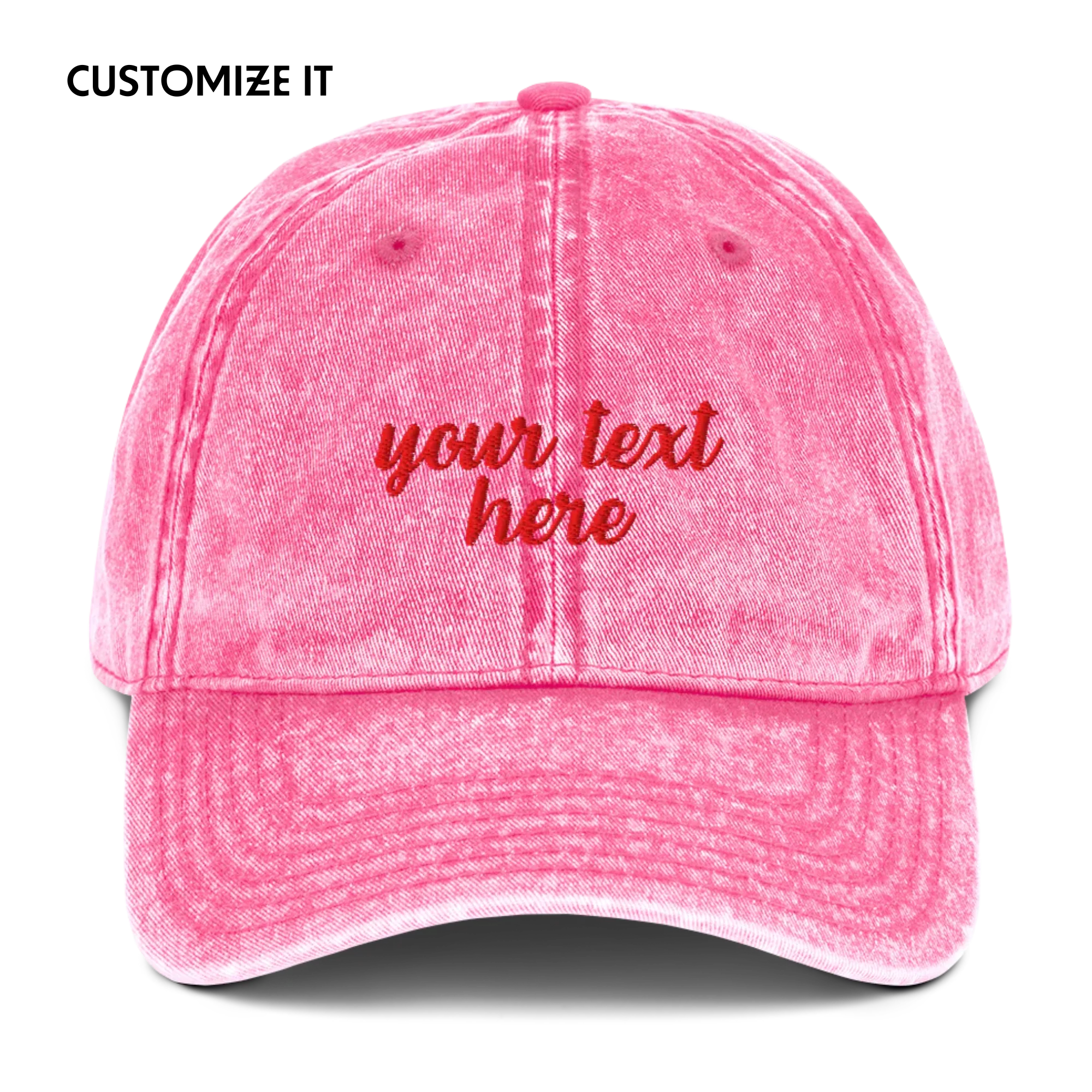 CUSTOM Your Text Cursive Embroidered Vintage Cap