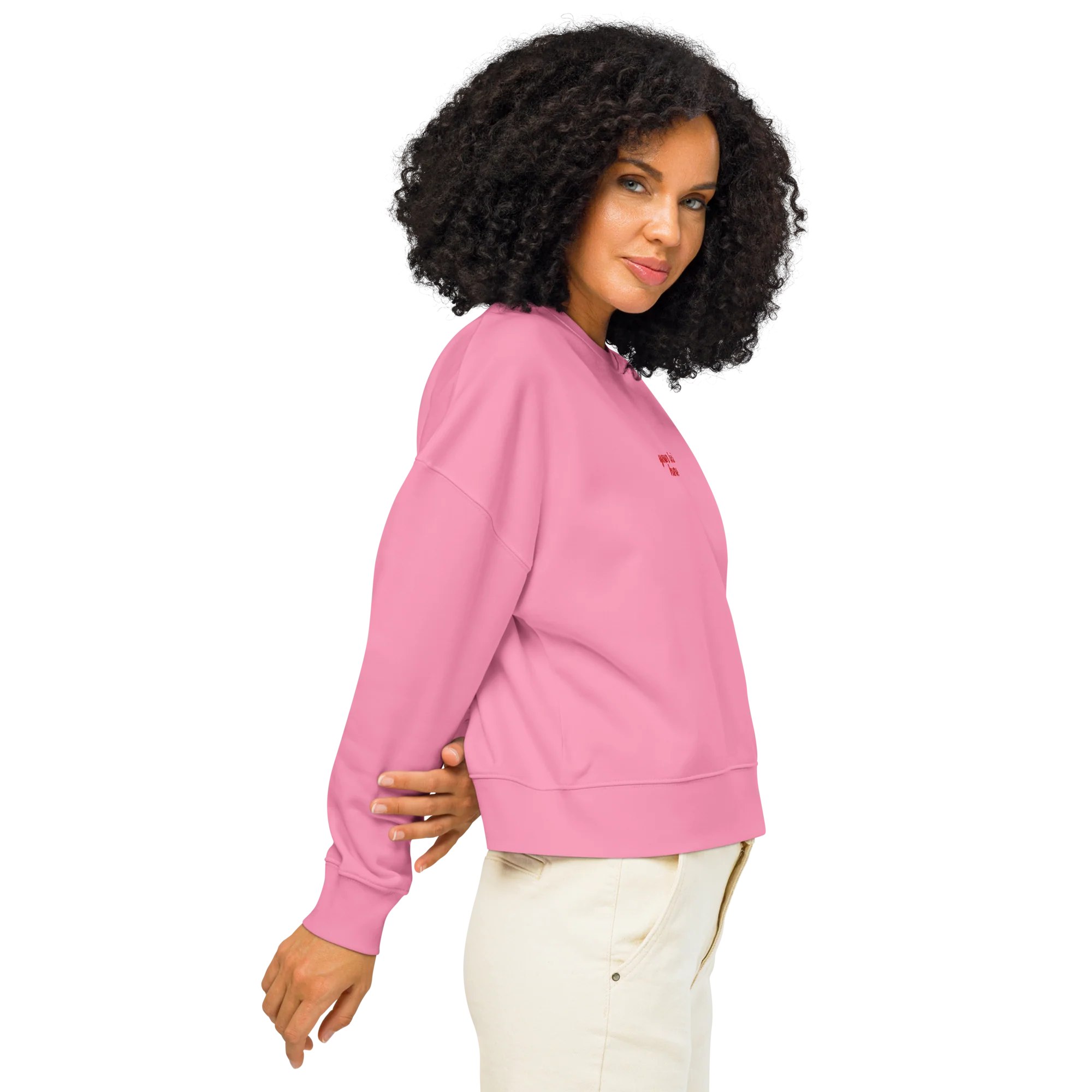 CUSTOM Your Text Cursive Embroidered Women’s Organic Sweatshirt - Image 6