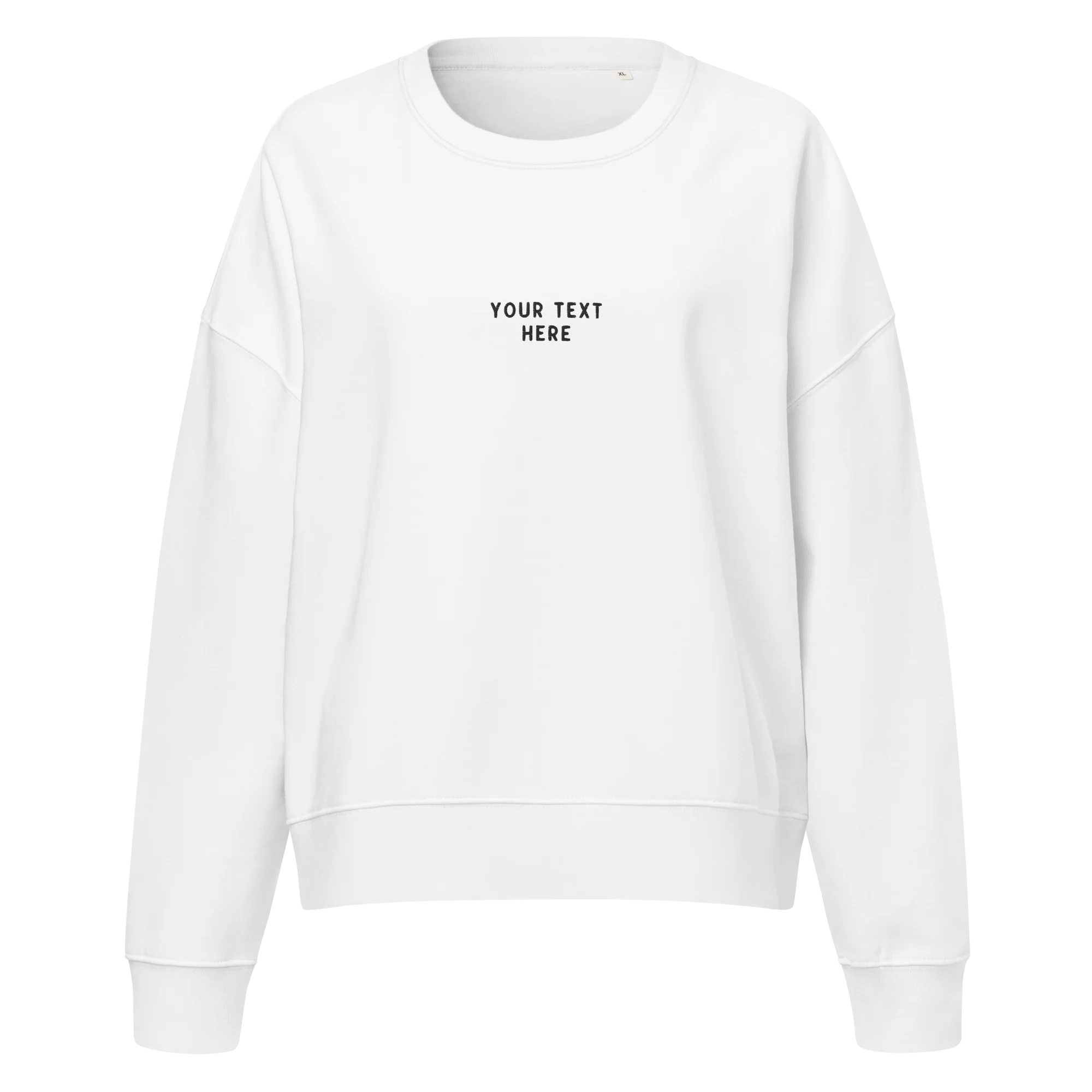 CUSTOM Your Text Embroidered Women’s Organic Sweatshirt - Image 3