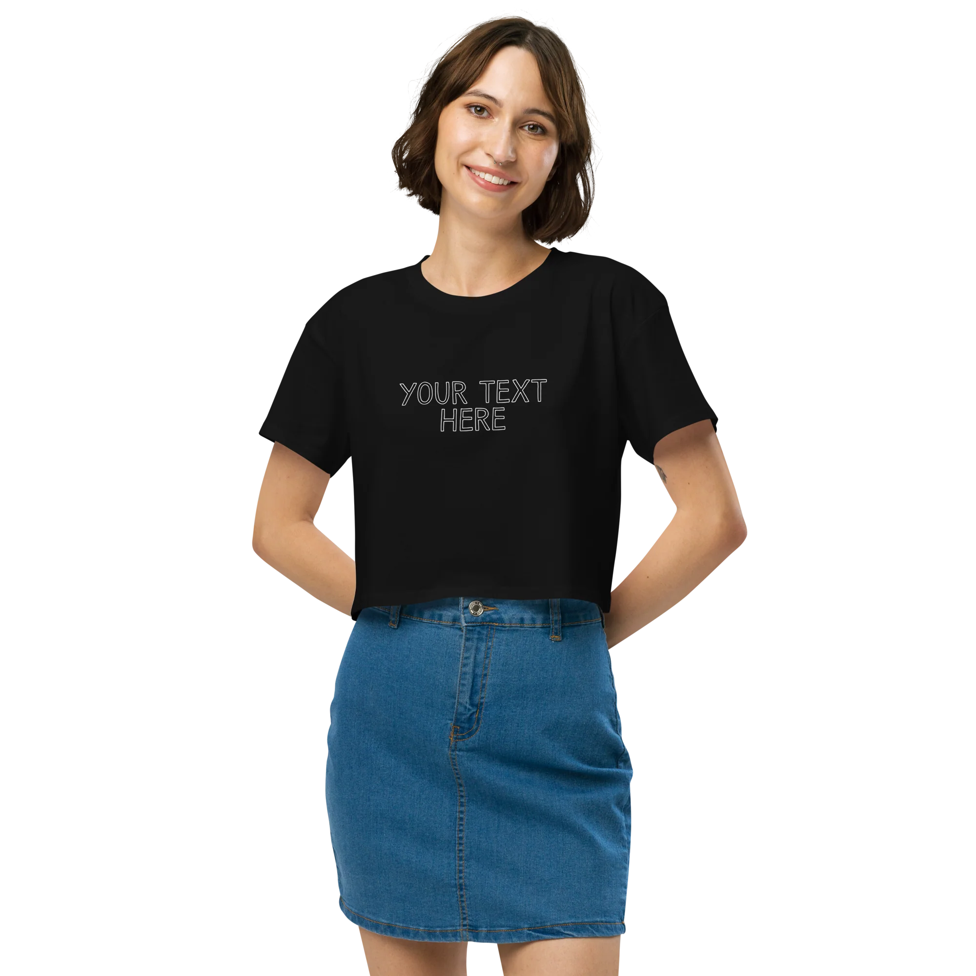 CUSTOM Your Text Outline Crop Tee - Image 2