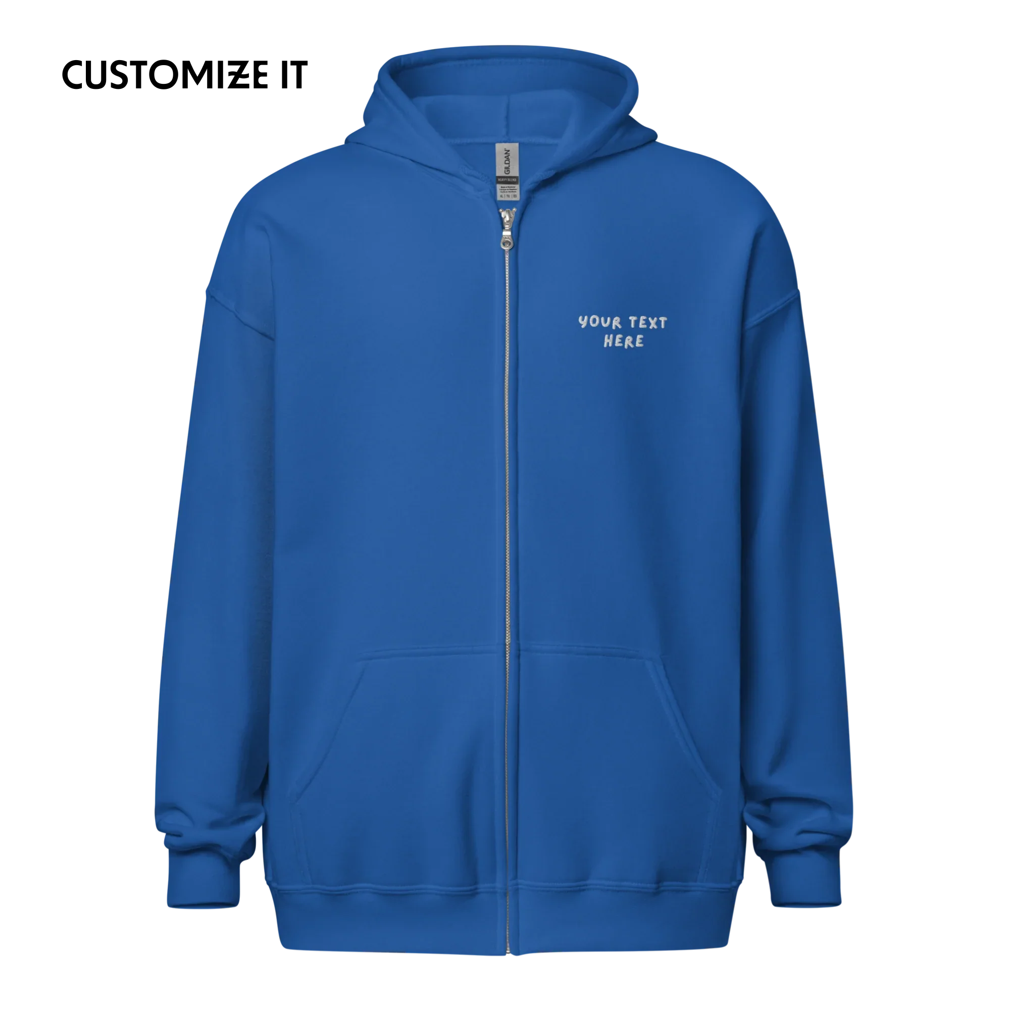 CUSTOM Your Text Playful Embroidered Zip-Up Hoodie