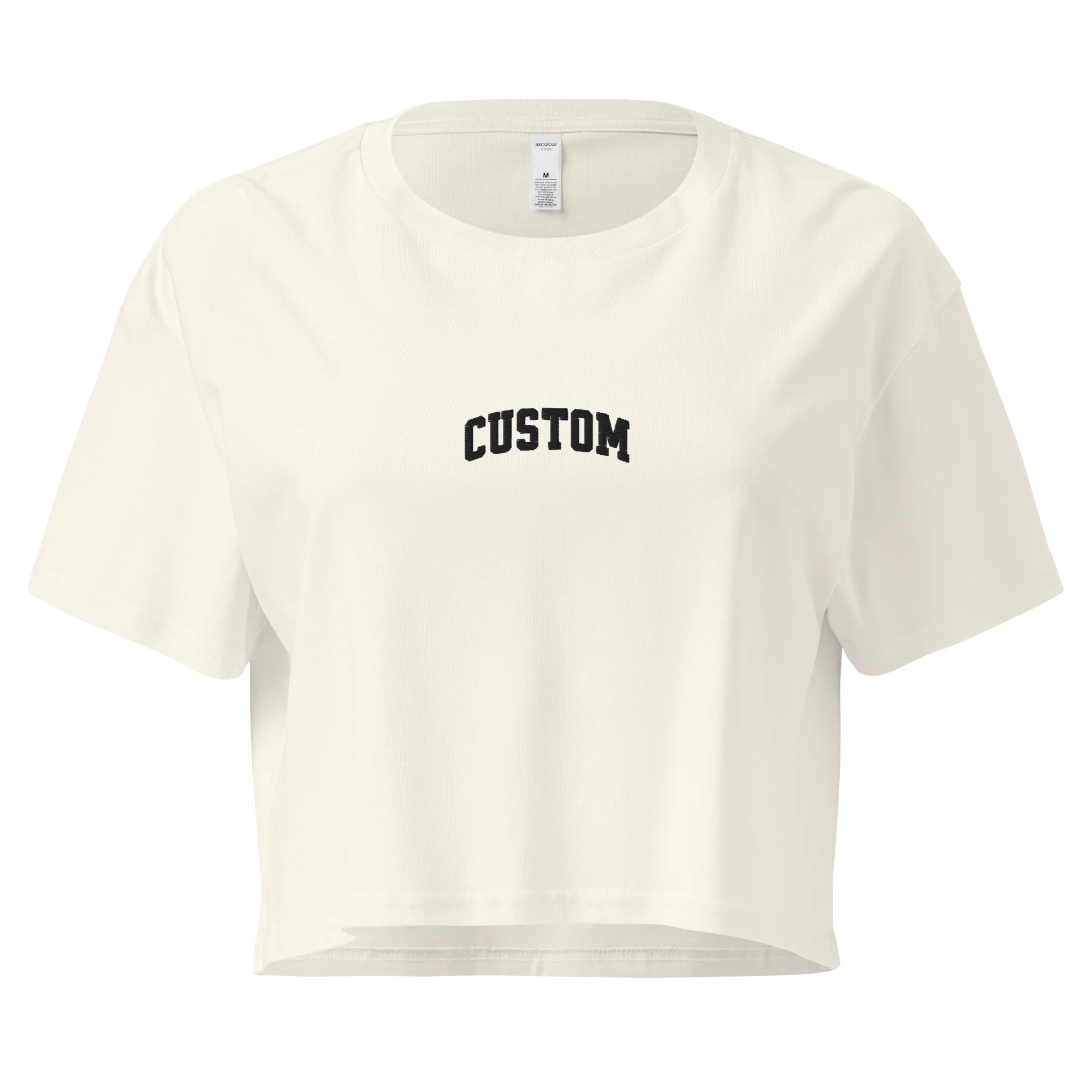 CUSTOM Your Text Varsity Embroidered Crop Tee - Image 3