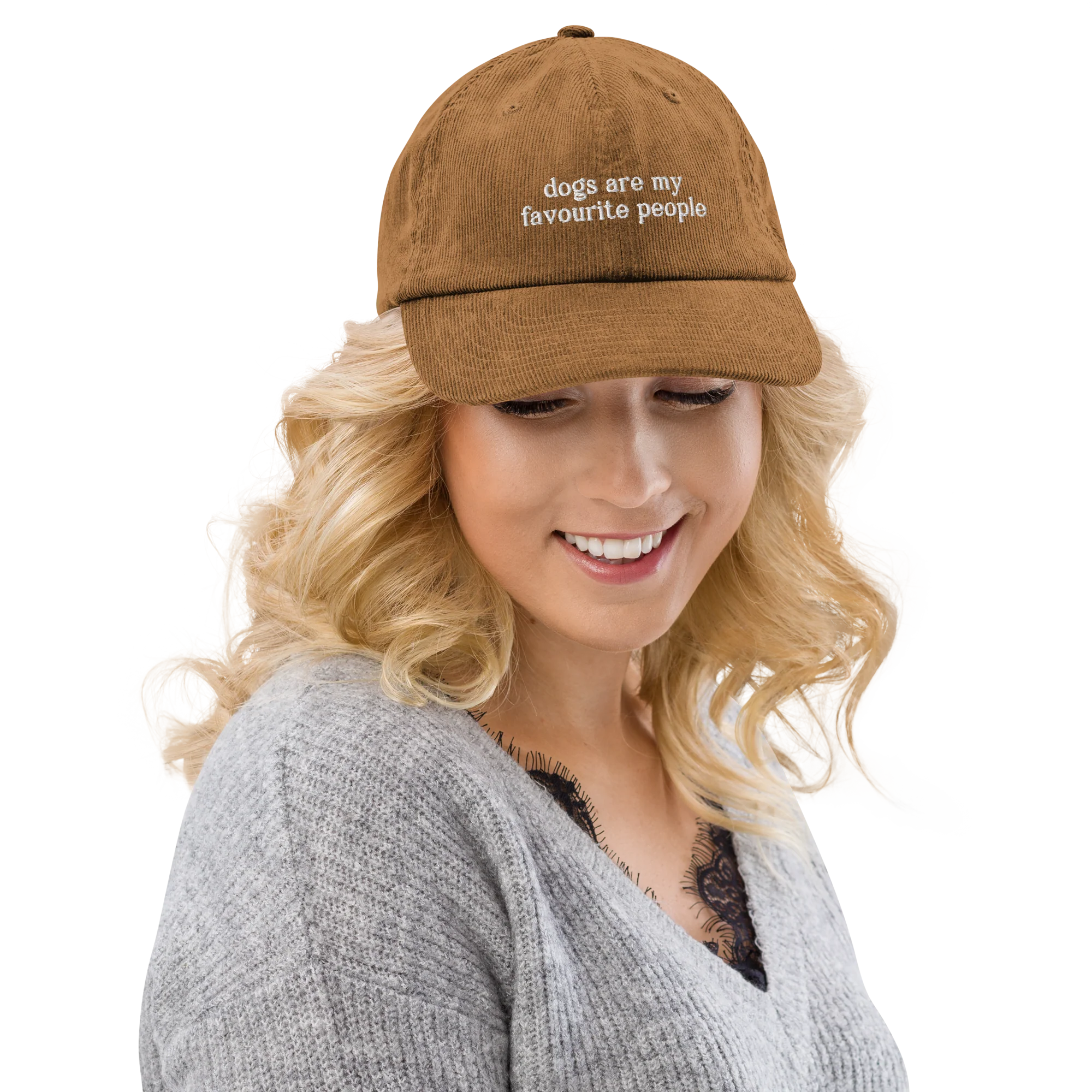 Dogs Are My Favourite People Embroidered Corduroy Cap - Image 5