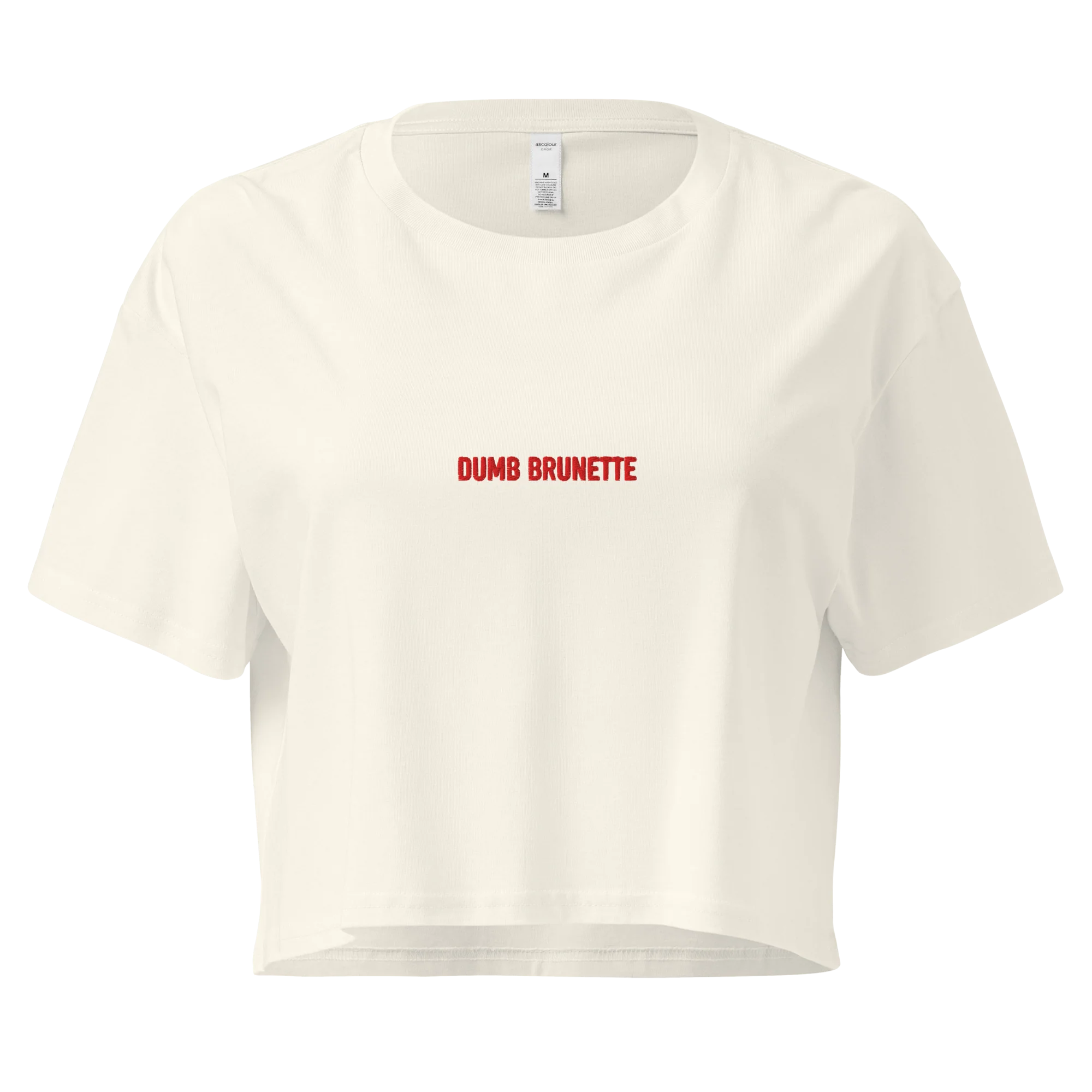 Dumb Brunette Embroidered Crop Tee - Image 3