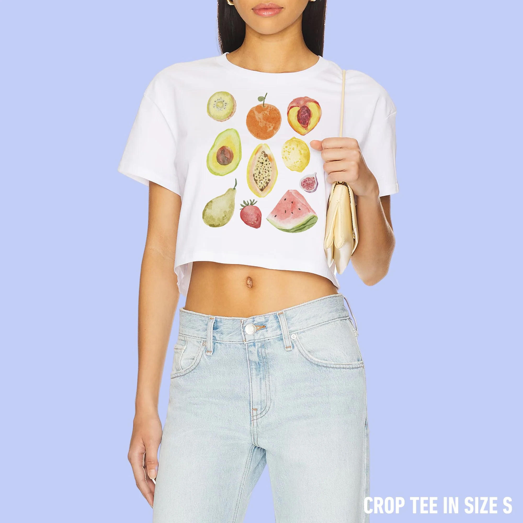 Eat Your Fruits Watercolor Crop Tee - Image 2