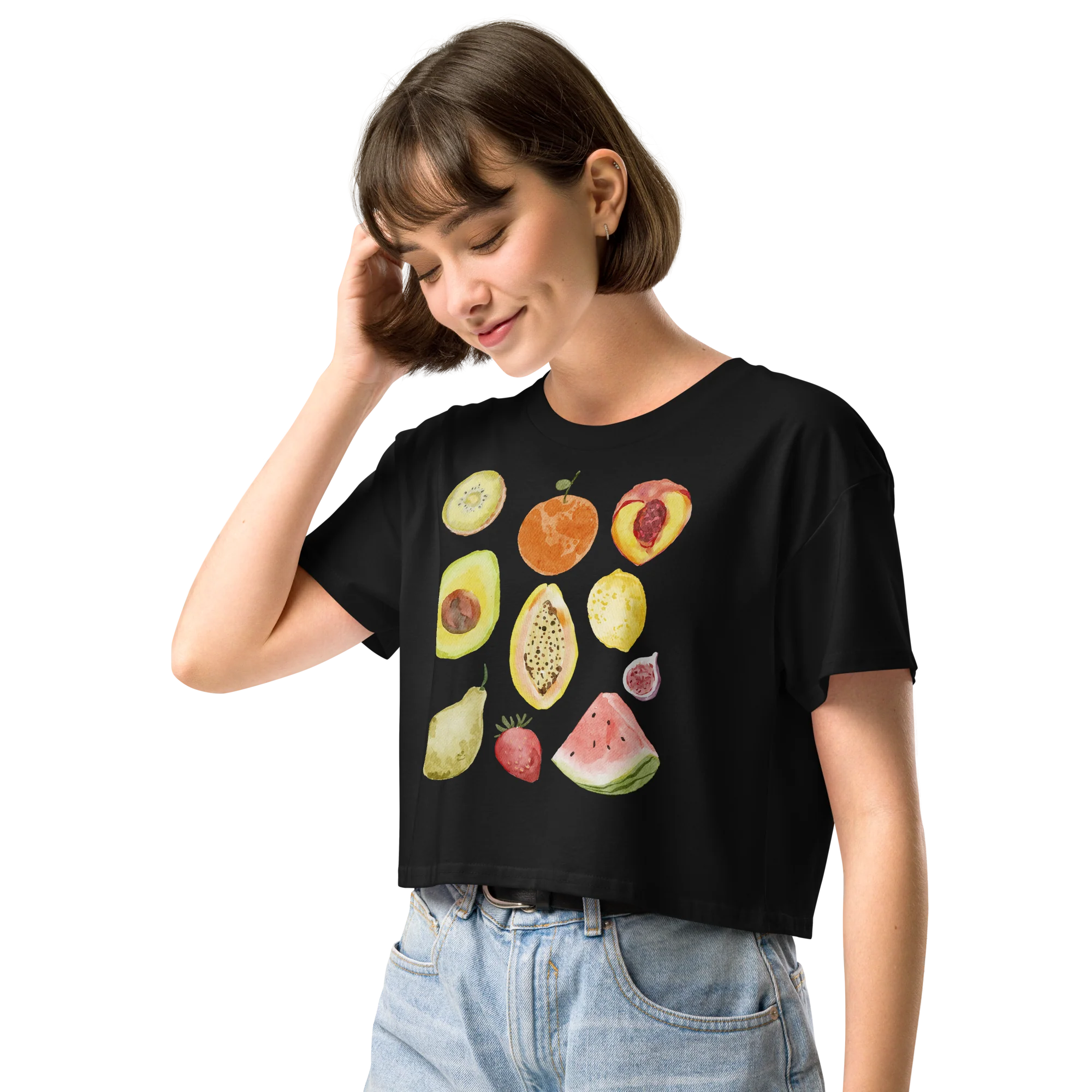 Eat Your Fruits Watercolor Crop Tee - Image 6