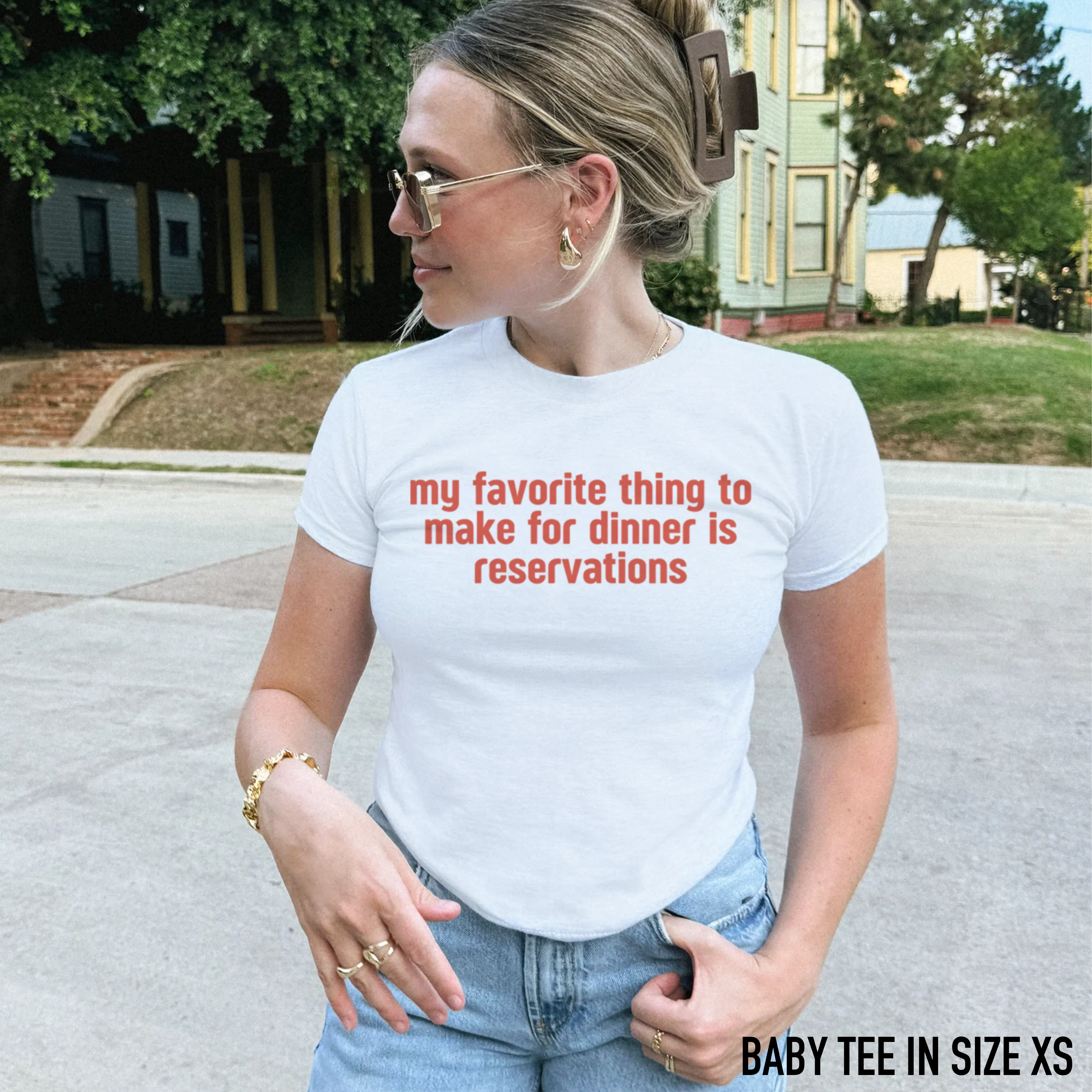 Favorite Thing Make For Dinner is Reservations Baby Tee - Image 2