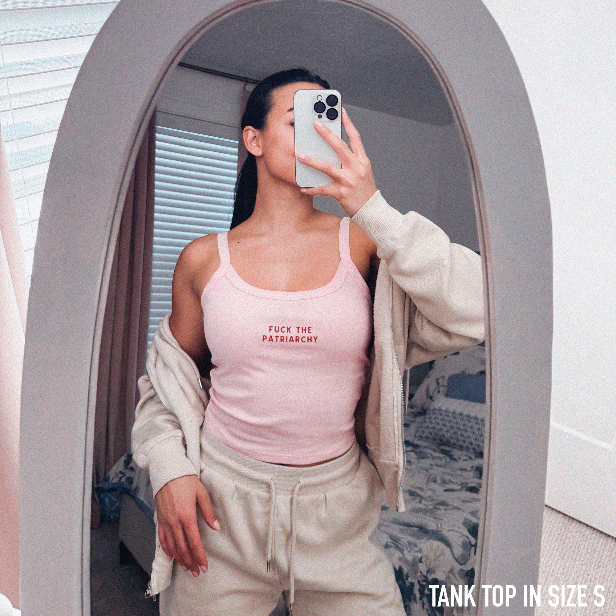 Fuck the Patriarchy Feminist Rib Embroidered Tank Top - Image 2