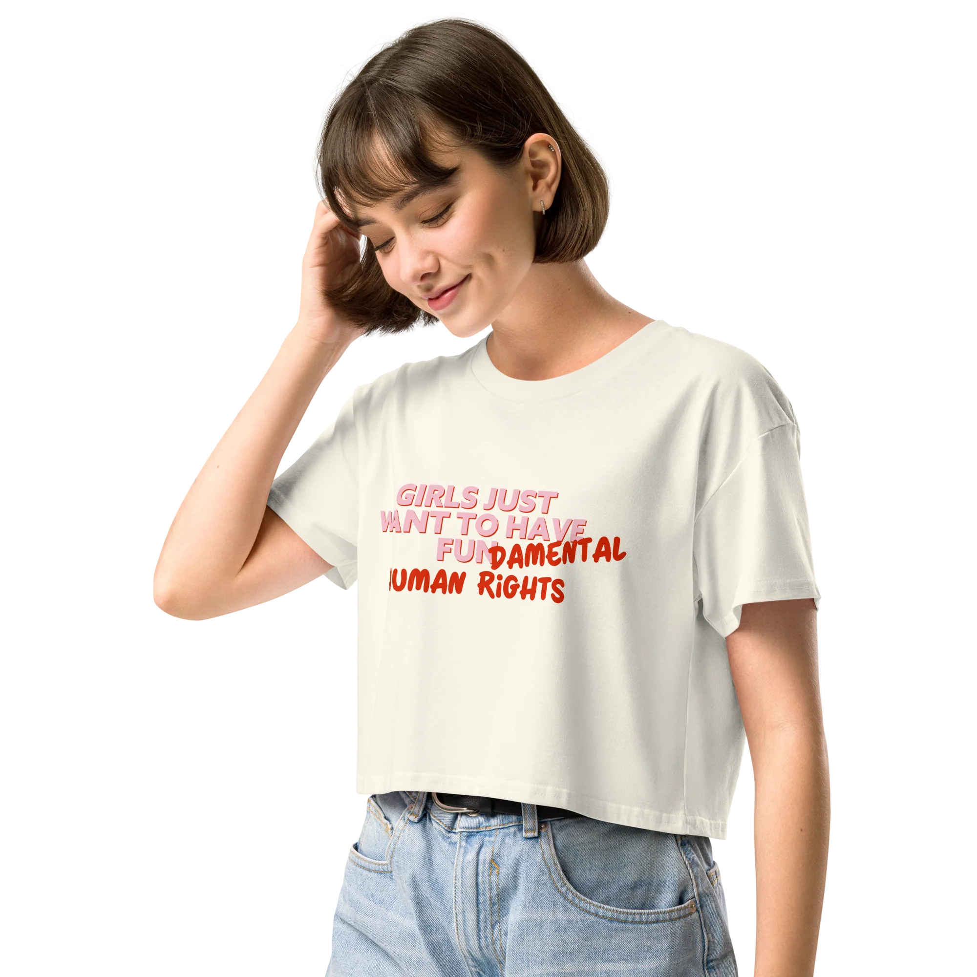 Girls Just Wanna Have Fundamental Human Rights Crop Tee - Image 6