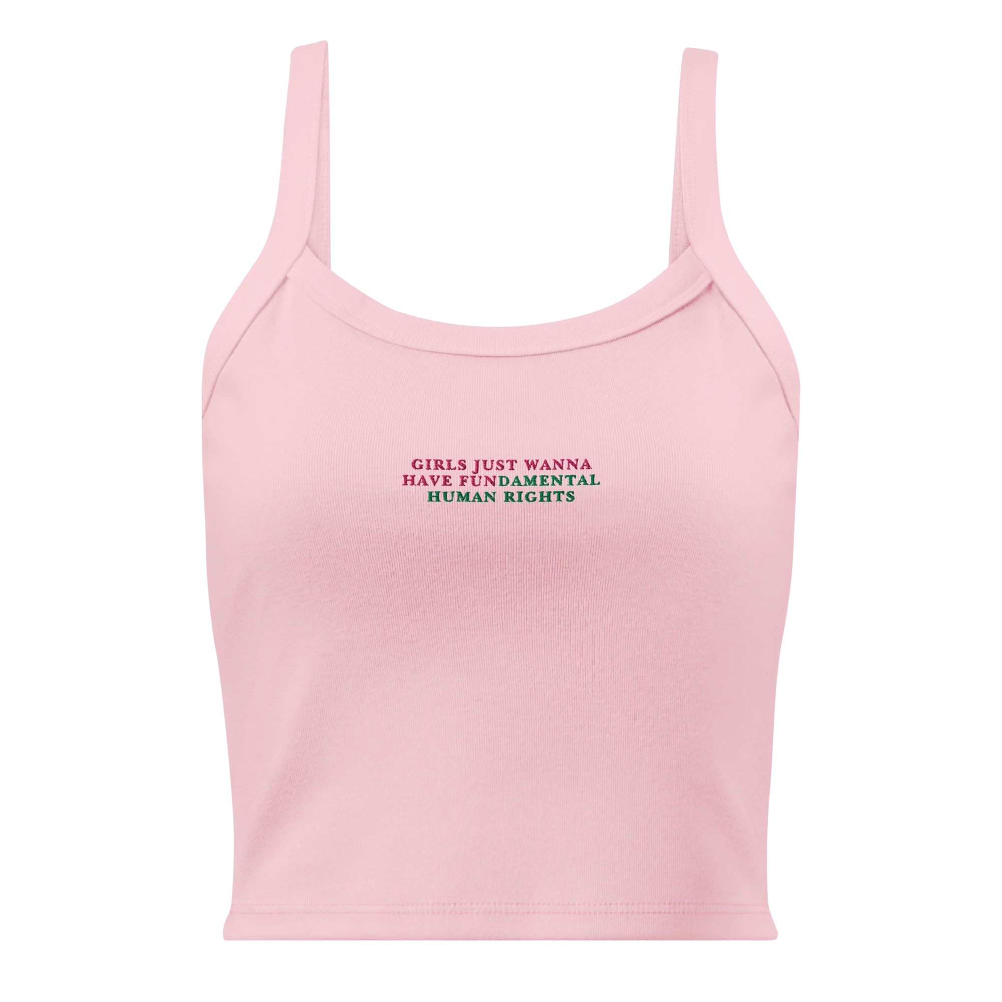 Girls Just Wanna Have Fundamental Human Rights Rib Embroidered Tank Top - Image 6