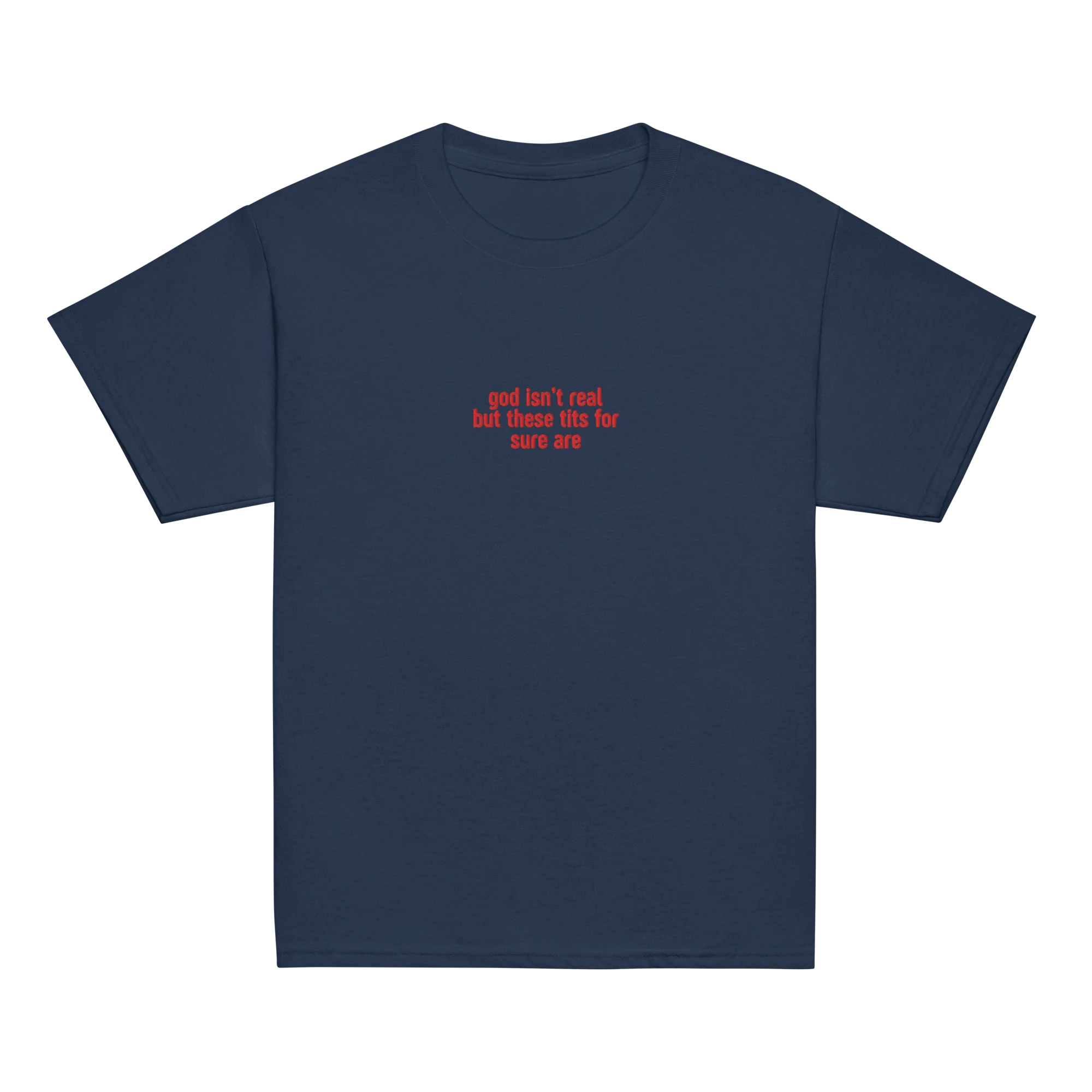 God Isn't Real but These Tits Are Embroidered Baby Tee - Image 11