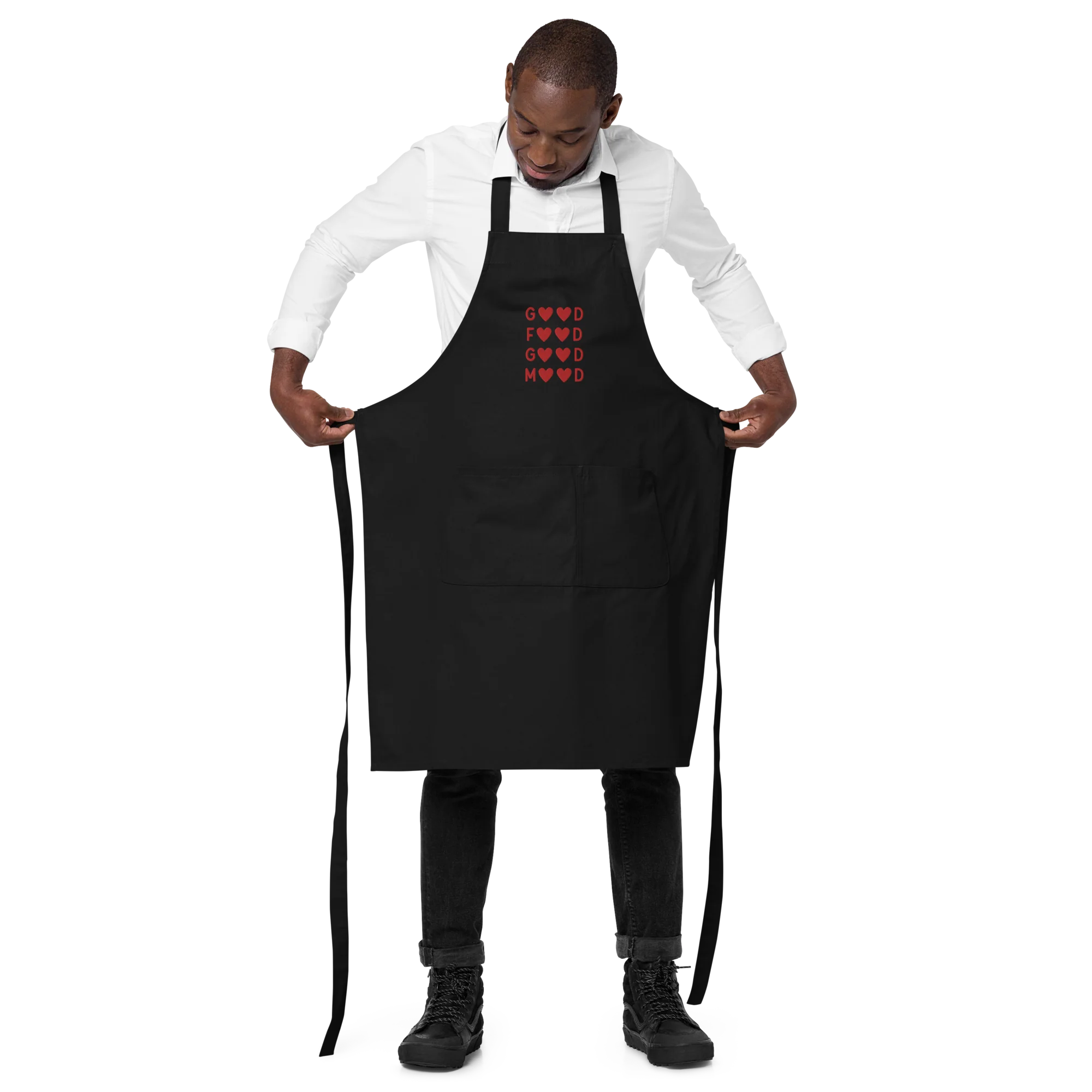 Good Food Good Mood Embroidered Organic Cotton Apron - Image 12