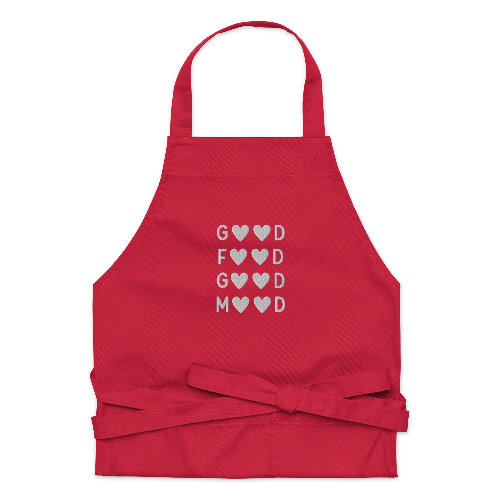 Good Food Good Mood Embroidered Organic Cotton Apron - Image 4