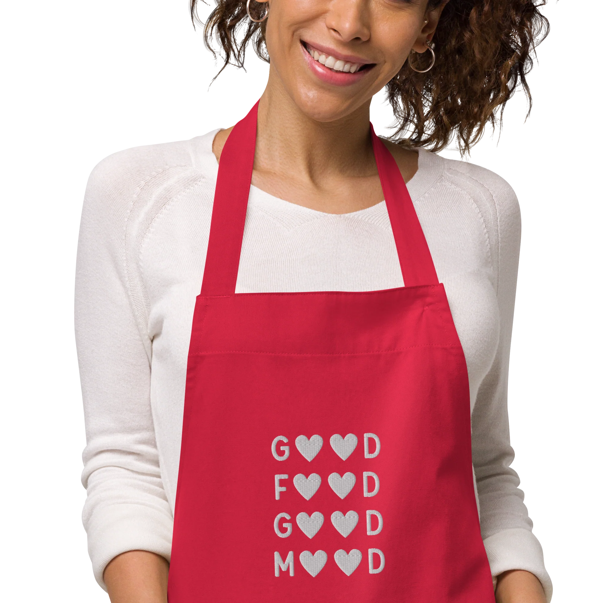 Good Food Good Mood Embroidered Organic Cotton Apron - Image 5