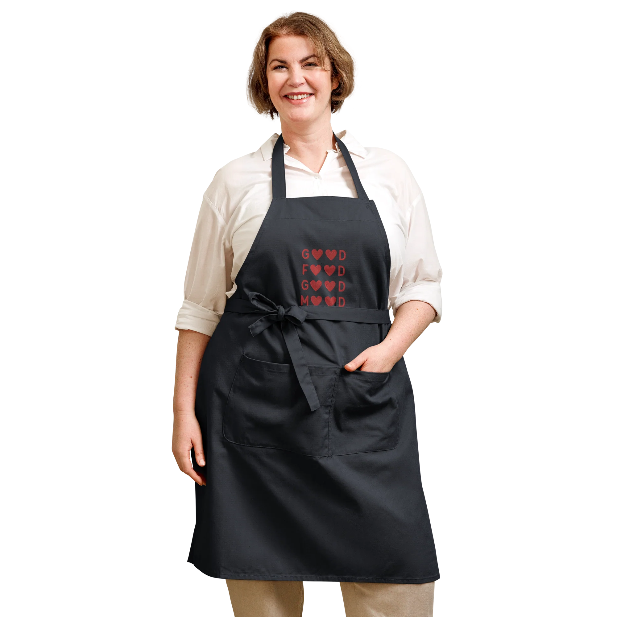 Good Food Good Mood Embroidered Organic Cotton Apron - Image 9