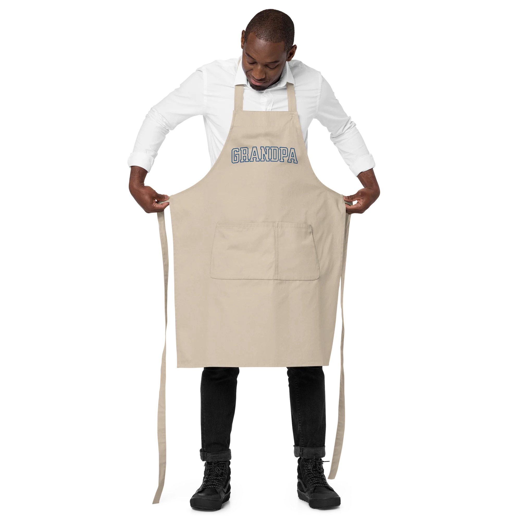 Grandpa Grandfather Embroidered Organic Cotton Apron - Image 2