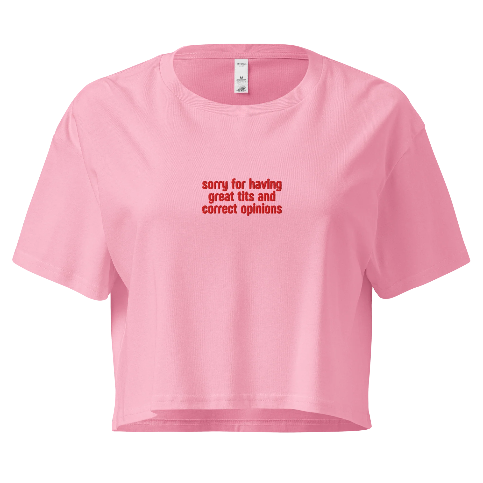 Great Tits Correct Opinions Rib Embroidered Crop Tee - Image 4