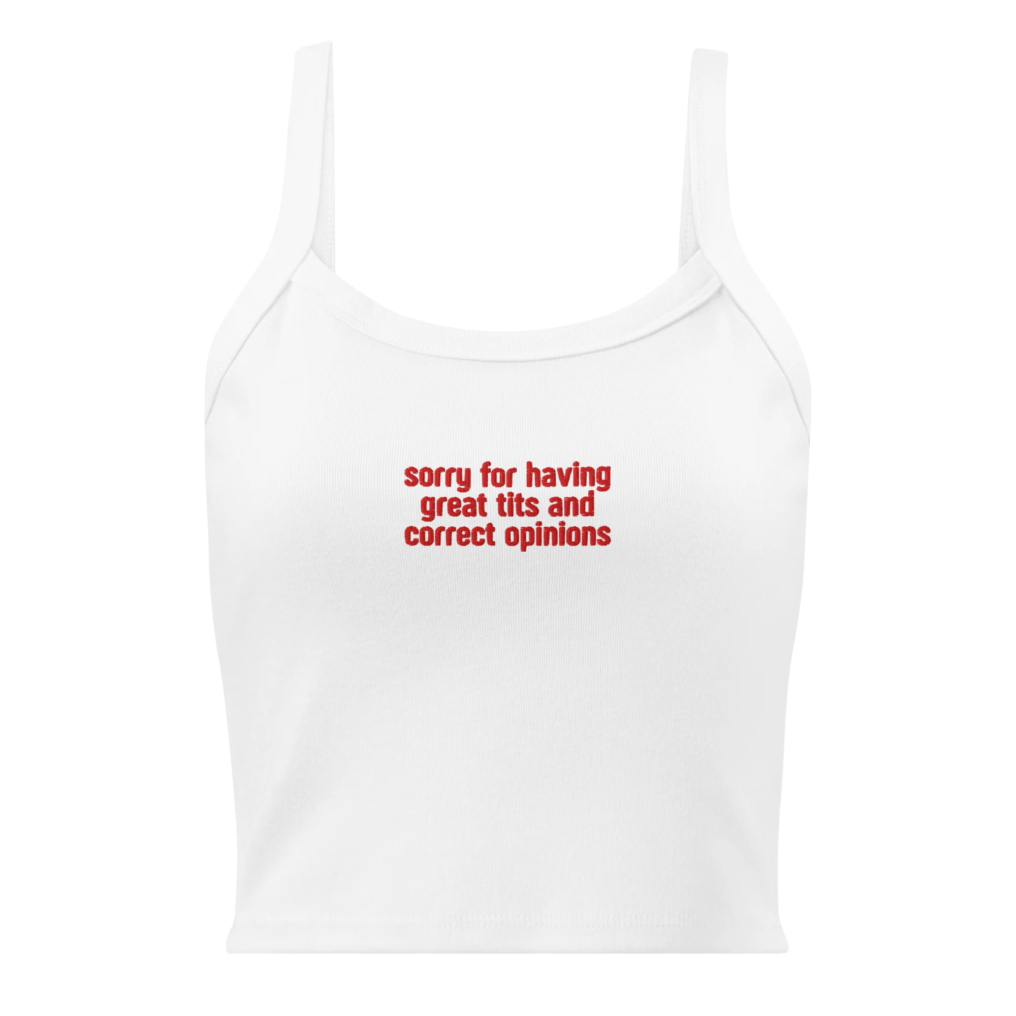 Great Tits Correct Opinions Rib Embroidered Tank Top