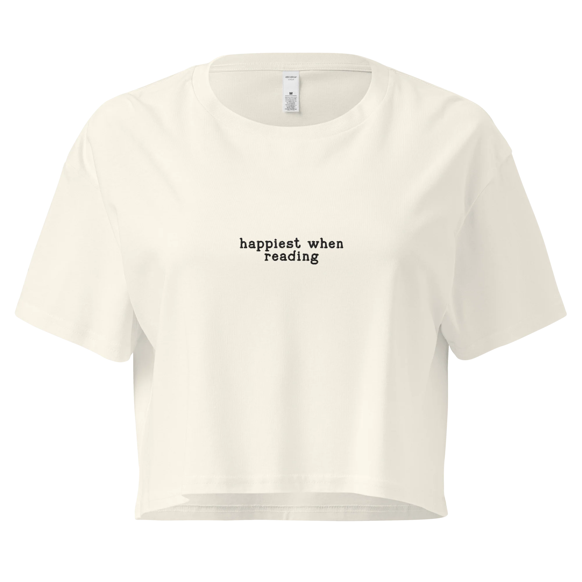 Happiest When Reading Embroidered Crop Tee - Image 3