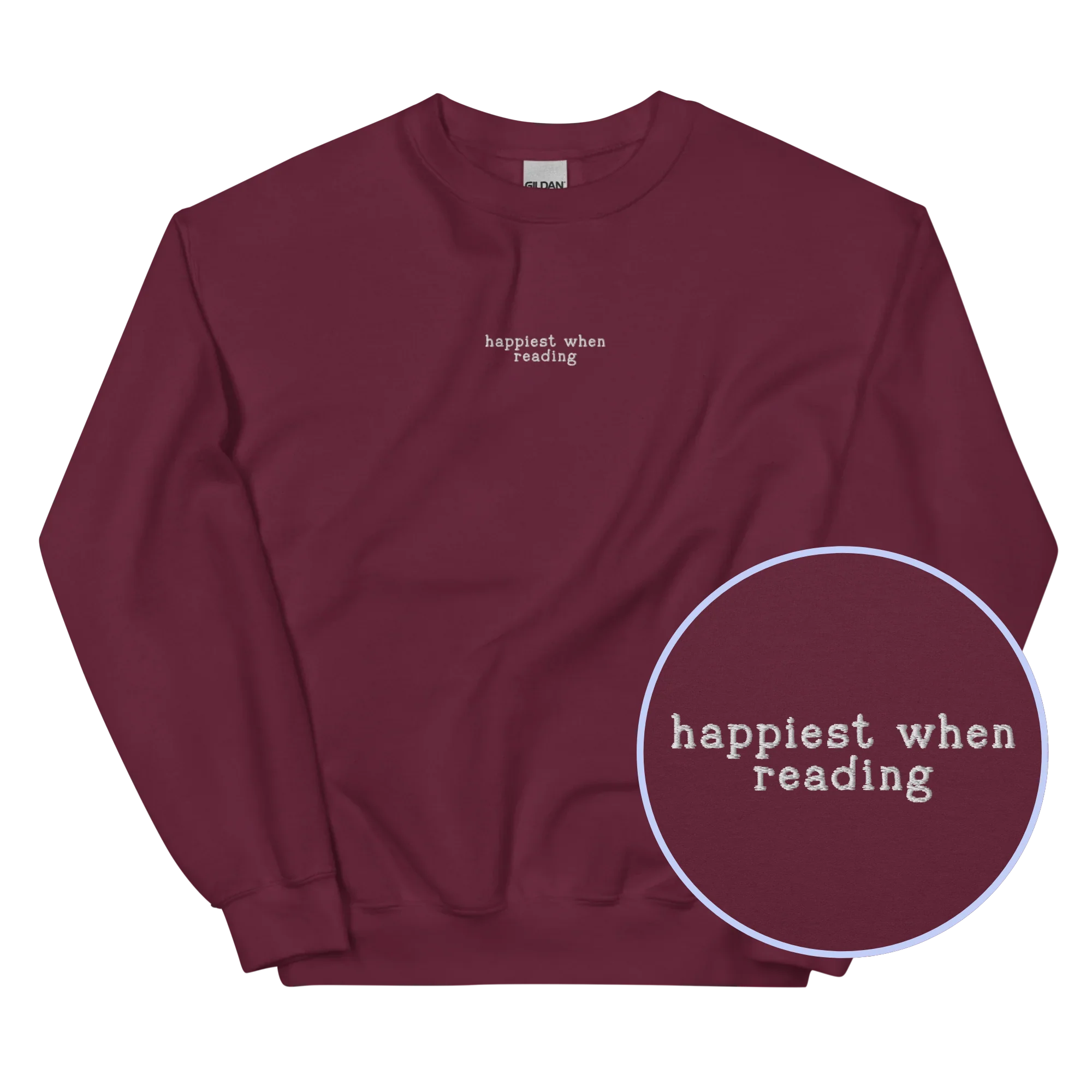 Happiest When Reading Embroidered Sweatshirt