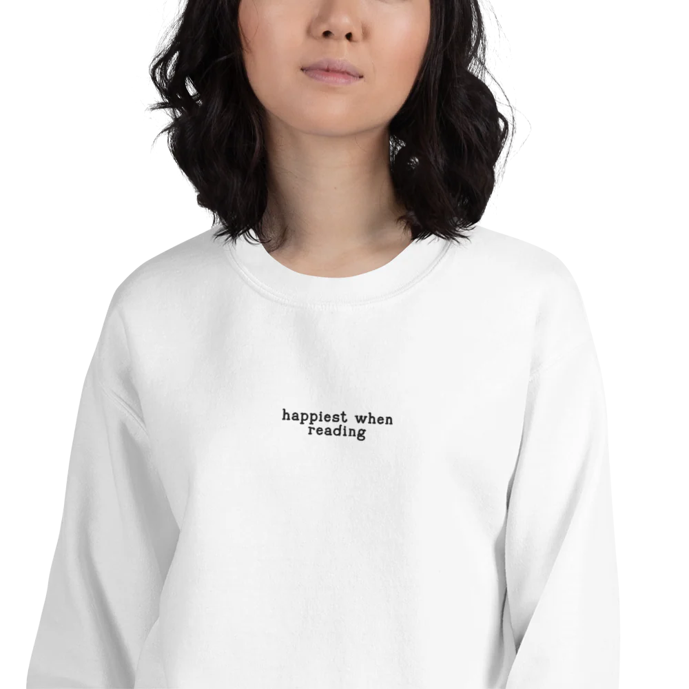 Happiest When Reading Embroidered Sweatshirt - Image 7