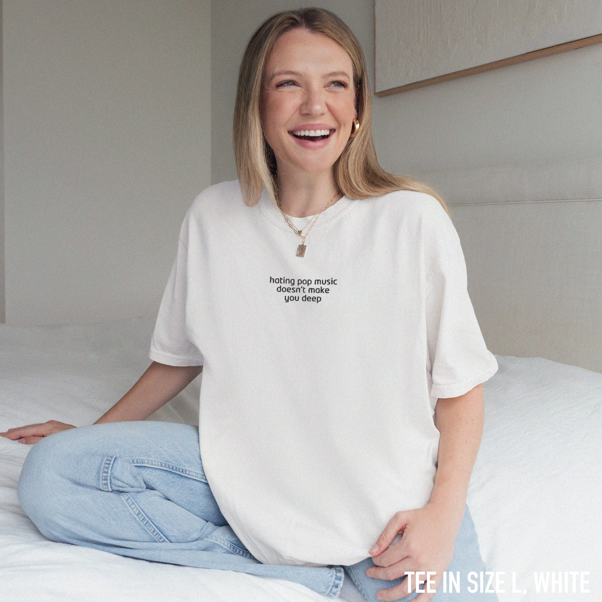Hating Pop Music Doesn't Make You Deep Embroidered Classic T-Shirt - Image 2