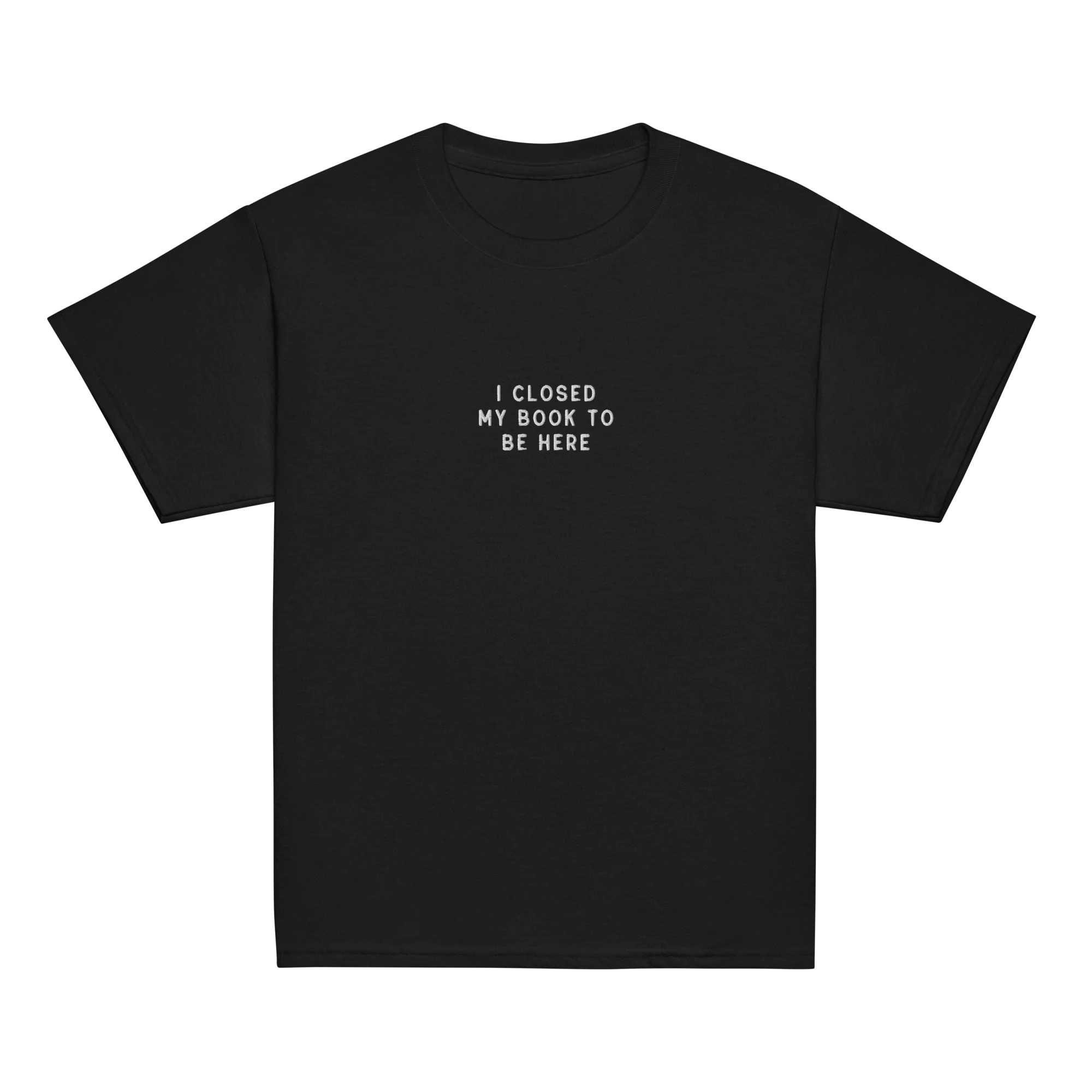 I Closed My Book To Be Here Embroidered Baby Tee - Image 7