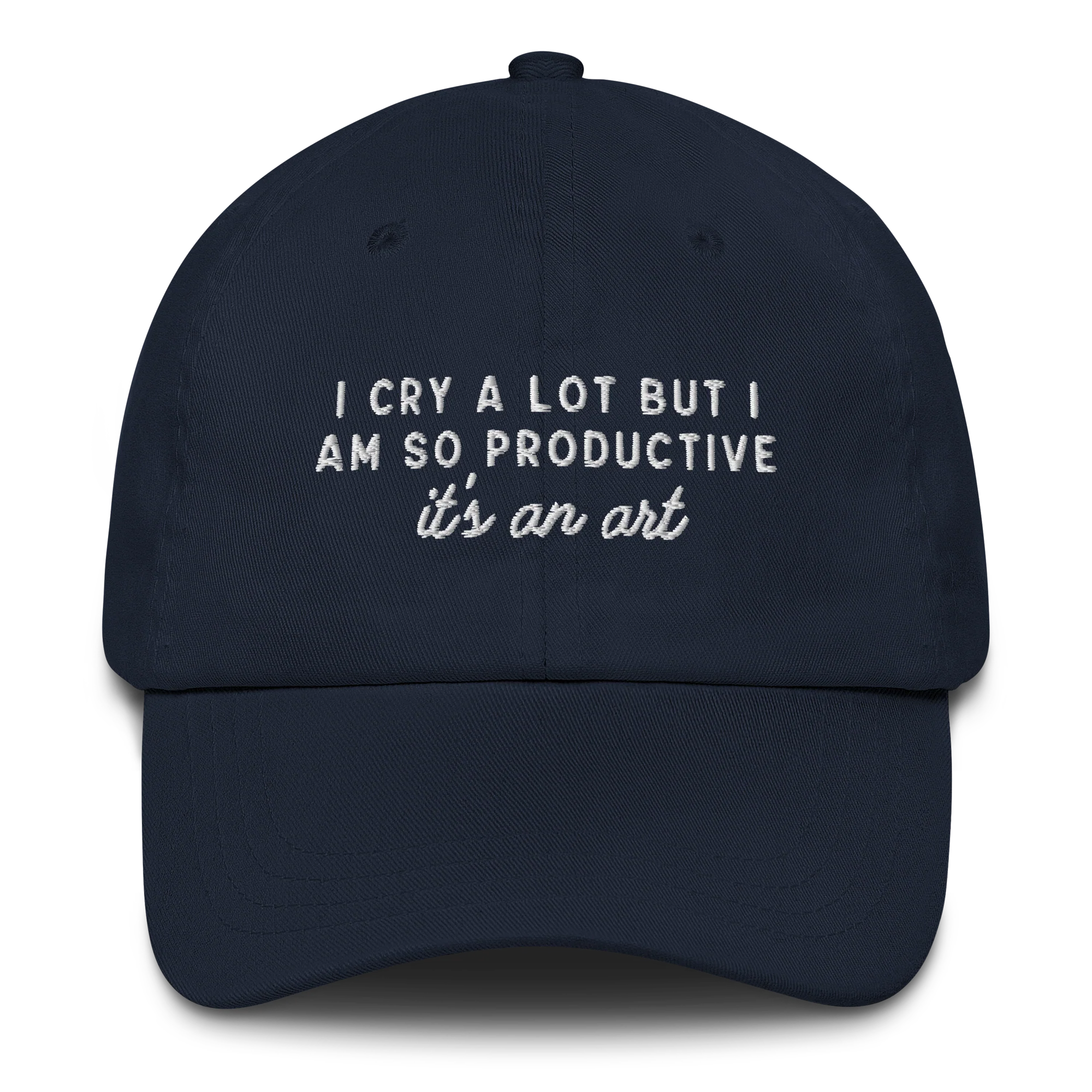 I Cry a Lot Productive ICDWABH Embroidered Cap - Image 9