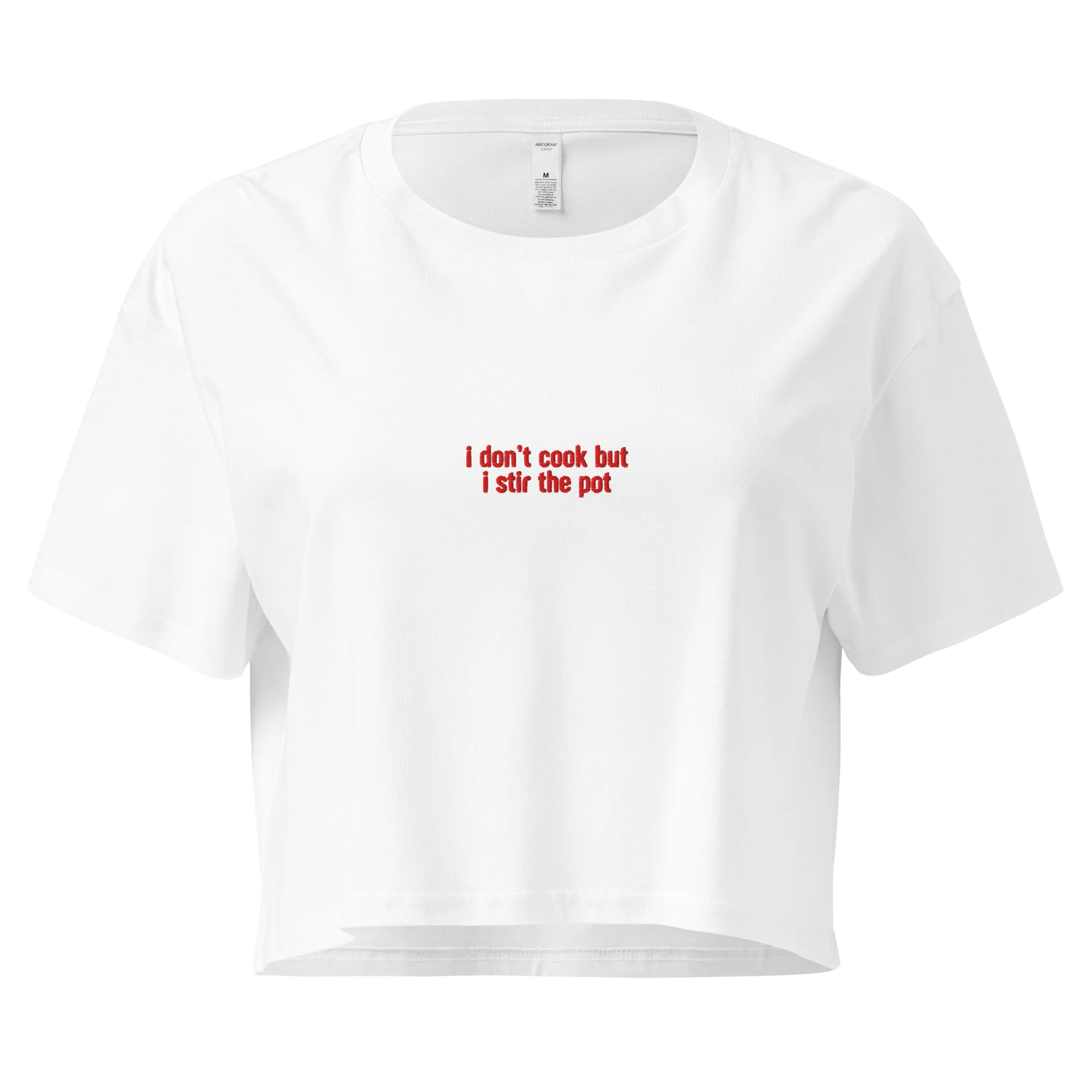 I Don't Cook but I Stir the Pot Embroidered Crop Tee - Image 7